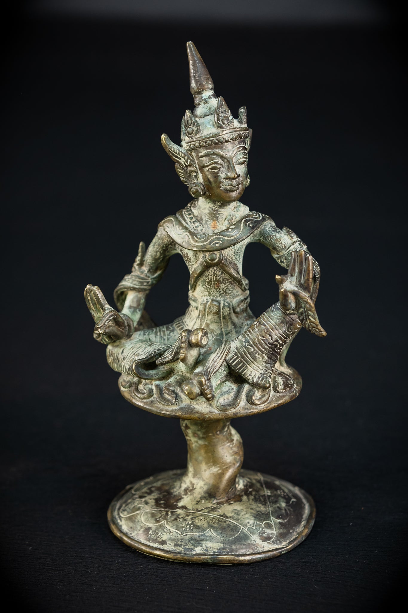 Bodhisattva on Rising Lotus Indonesian Bronze | 9.3" / 23.5 cm