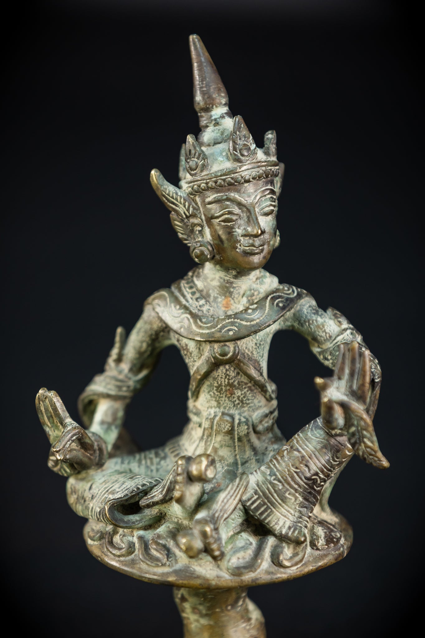 Bodhisattva on Rising Lotus Indonesian Bronze | 9.3" / 23.5 cm