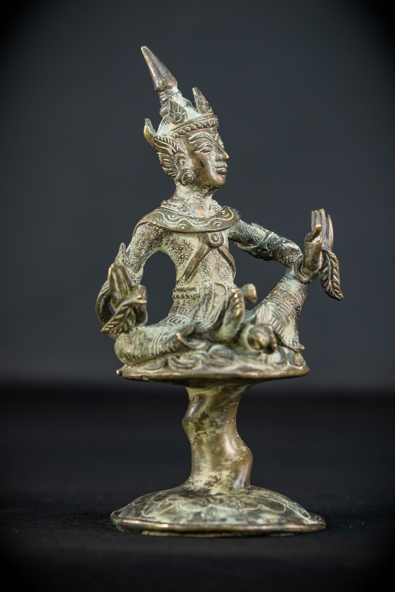 Bodhisattva on Rising Lotus Indonesian Bronze | 9.3" / 23.5 cm