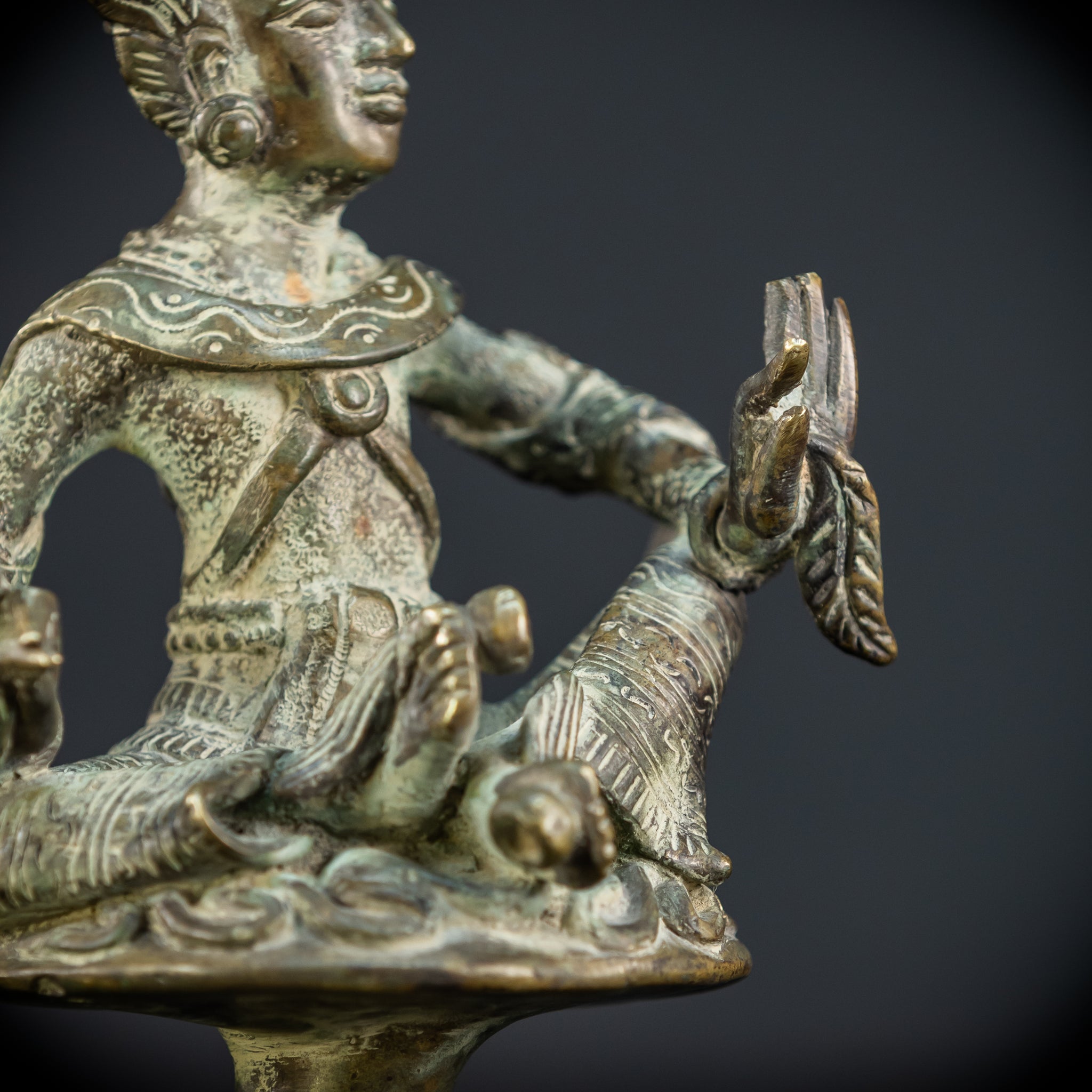 Bodhisattva on Rising Lotus Indonesian Bronze | 9.3" / 23.5 cm