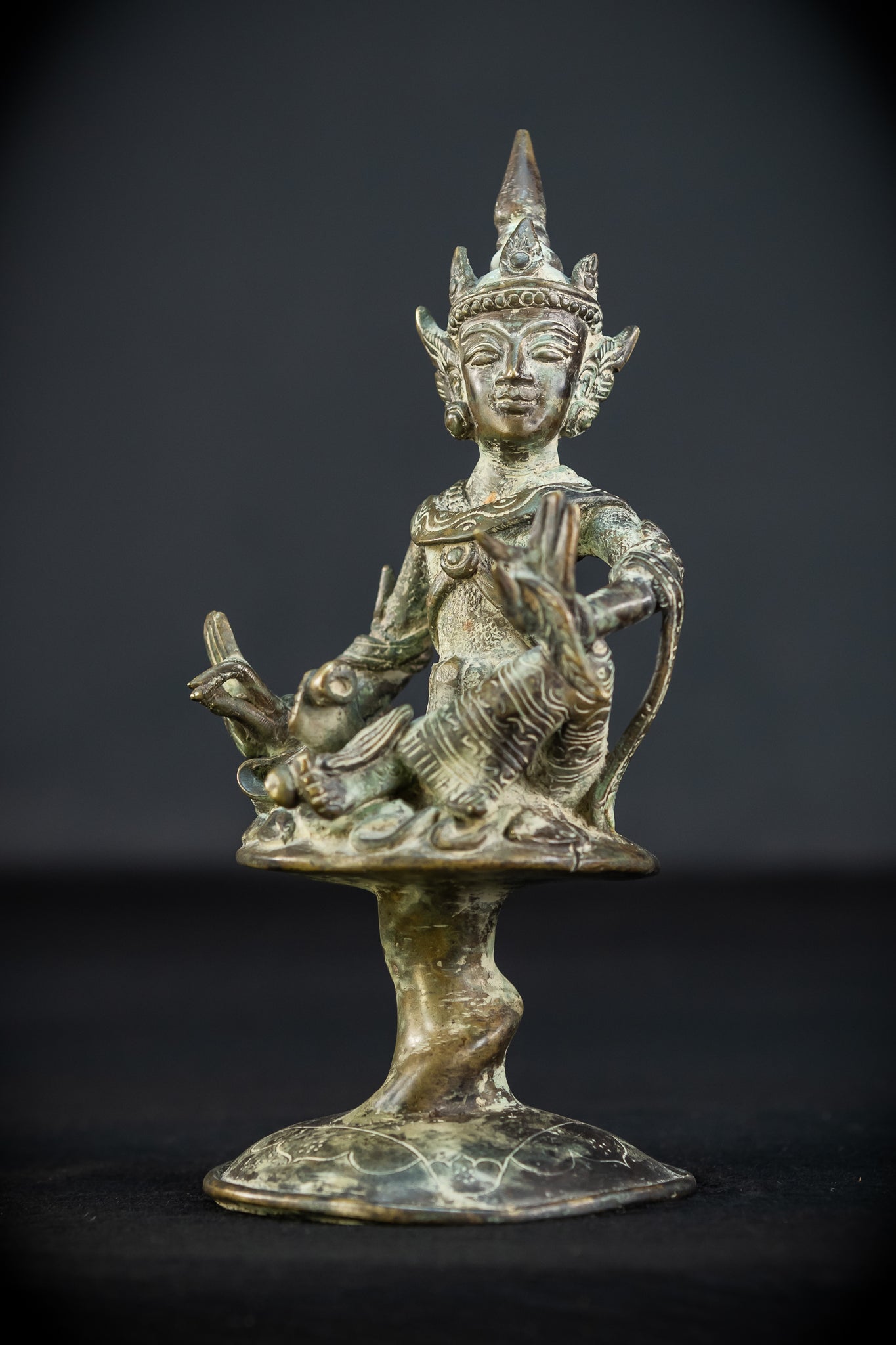 Bodhisattva on Rising Lotus Indonesian Bronze | 9.3" / 23.5 cm