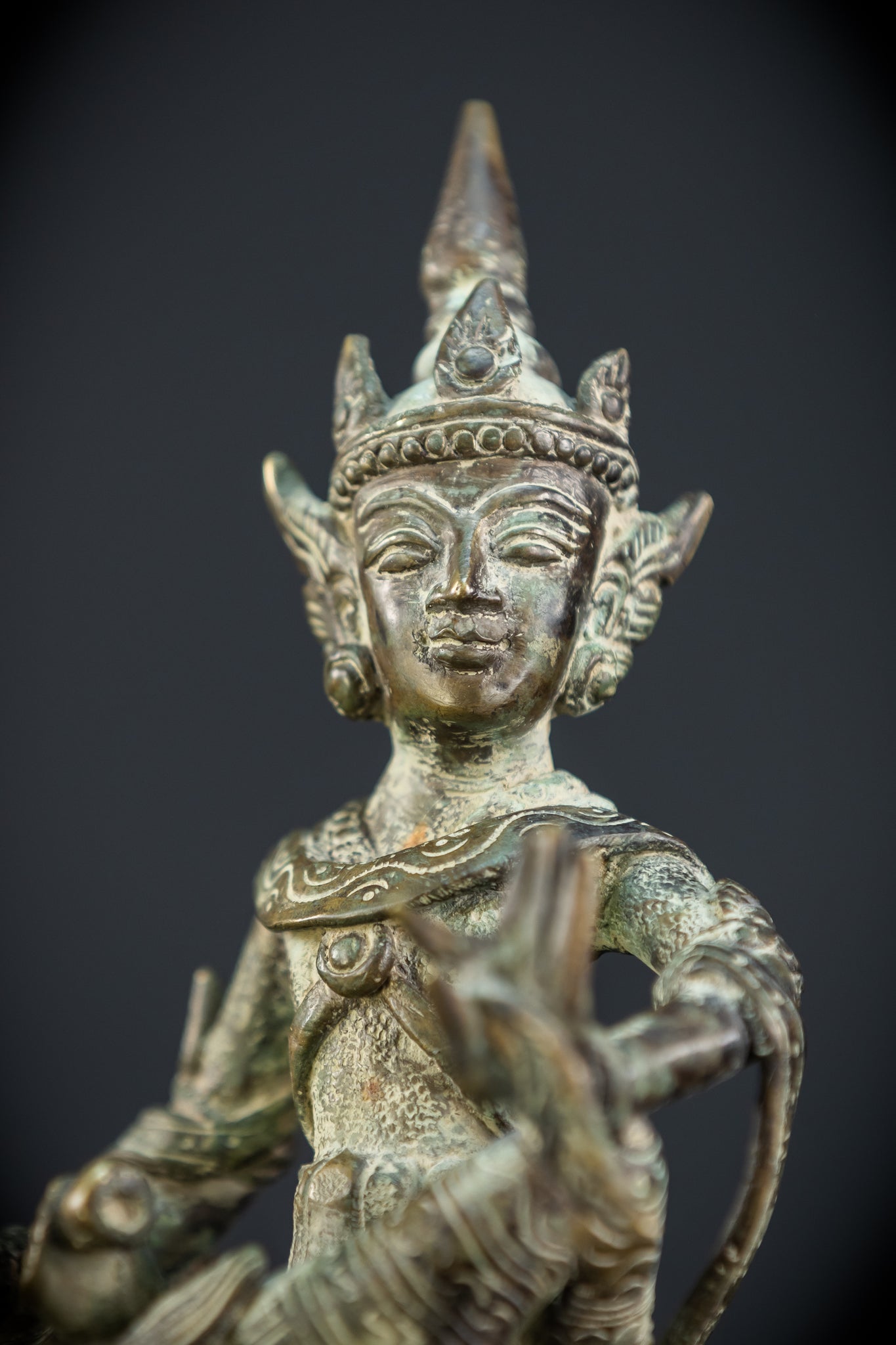 Bodhisattva on Rising Lotus Indonesian Bronze | 9.3" / 23.5 cm