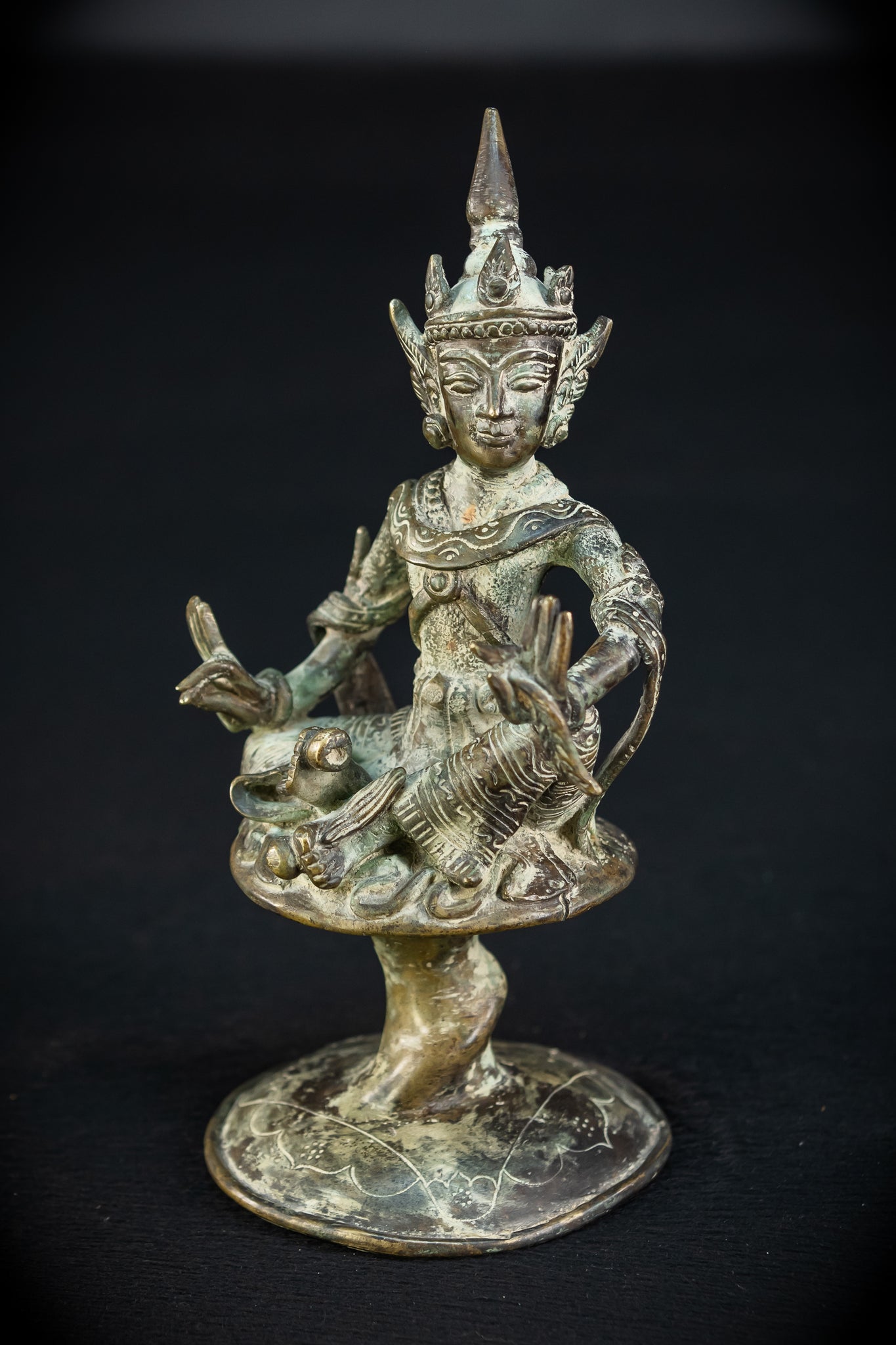 Bodhisattva on Rising Lotus Indonesian Bronze | 9.3" / 23.5 cm