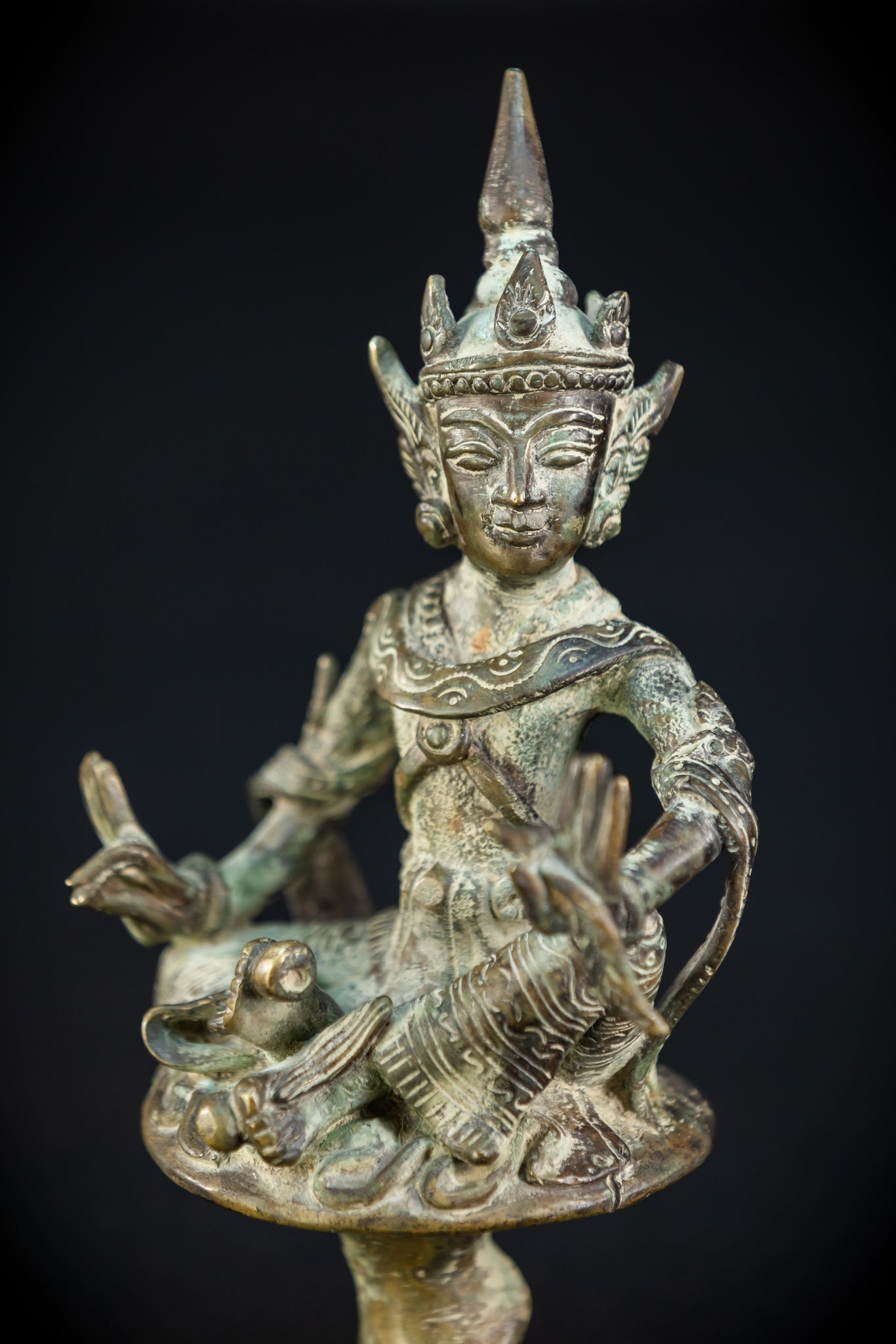 Bodhisattva on Rising Lotus Indonesian Bronze | 9.3" / 23.5 cm