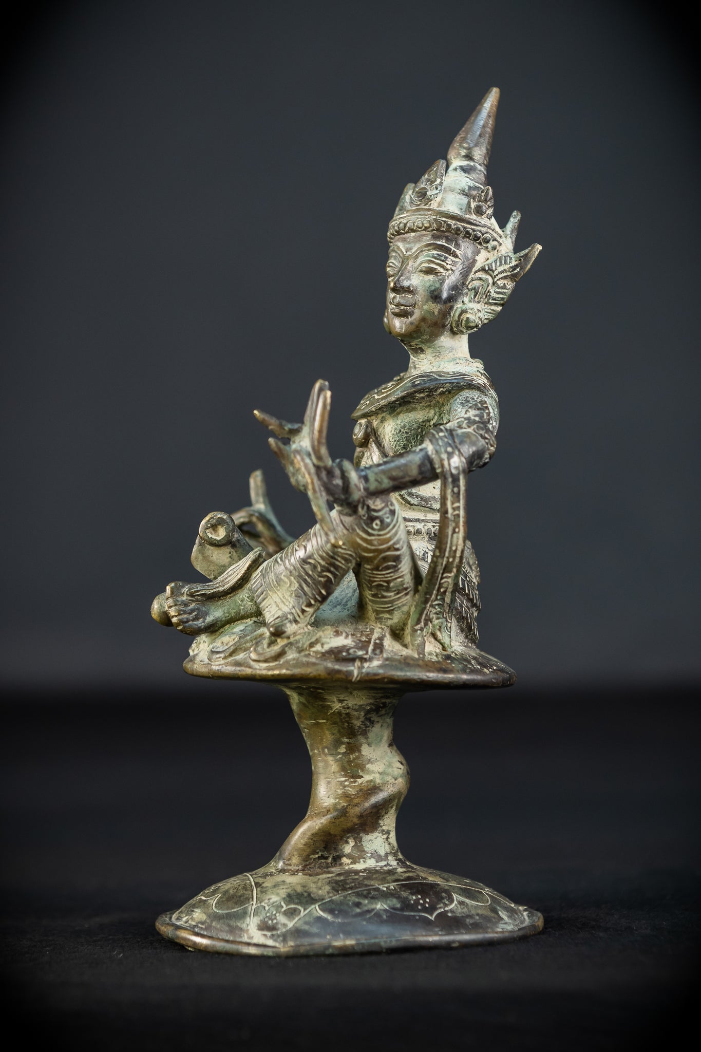 Bodhisattva on Rising Lotus Indonesian Bronze | 9.3" / 23.5 cm