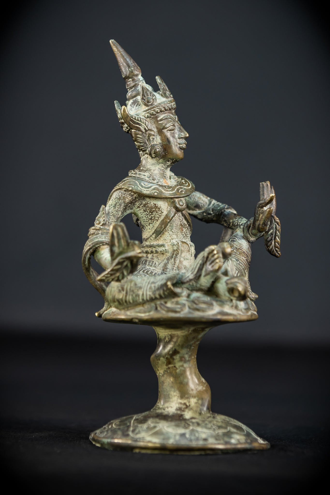 Bodhisattva on Rising Lotus Indonesian Bronze | 9.3" / 23.5 cm