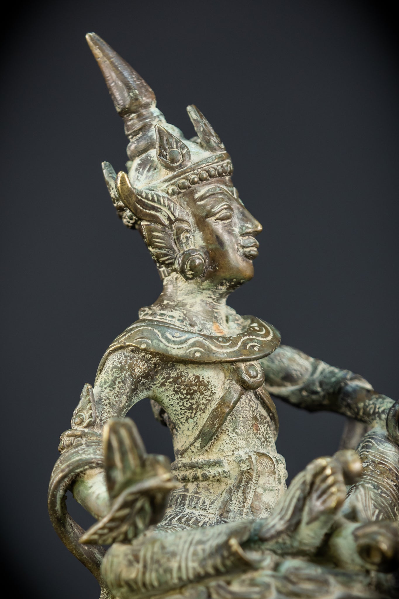 Bodhisattva on Rising Lotus Indonesian Bronze | 9.3" / 23.5 cm