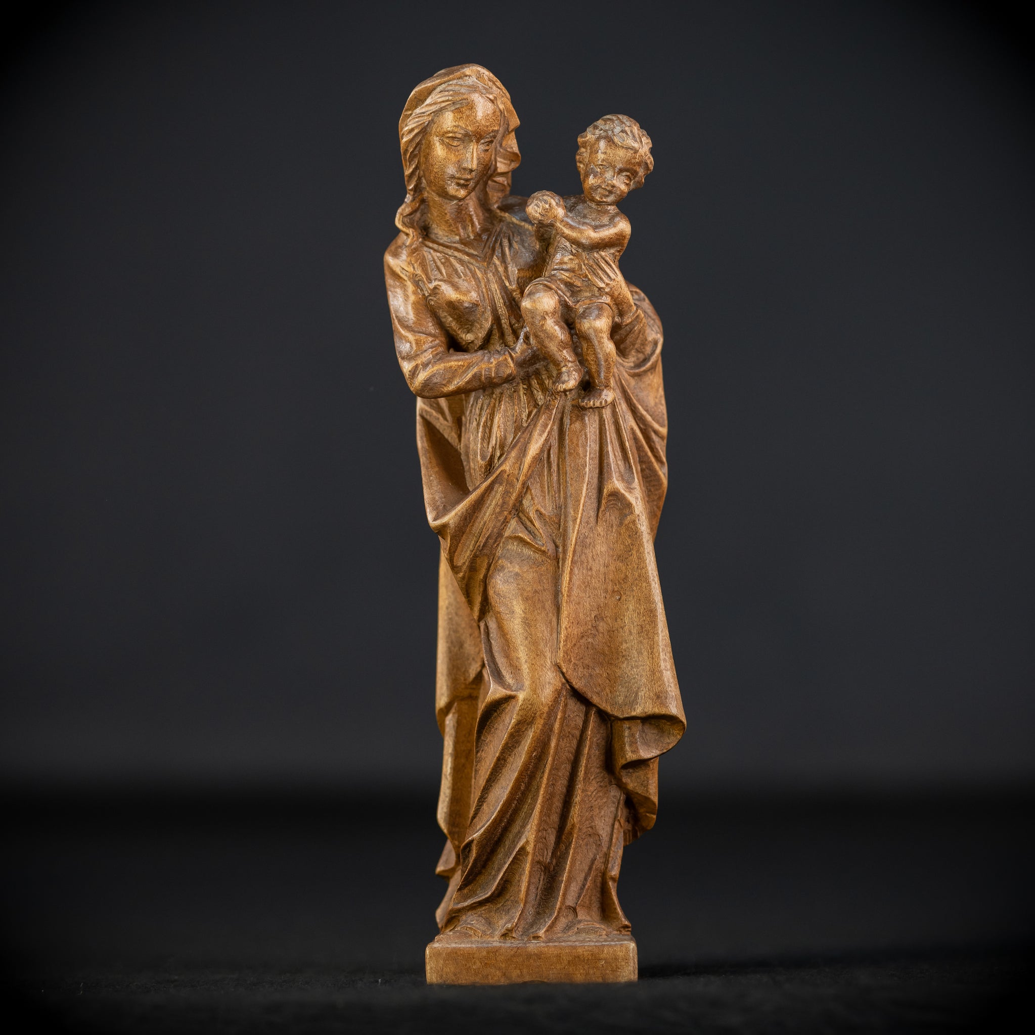 Virgin Mary Child Jesus Wooden | Antique Statue | 11”