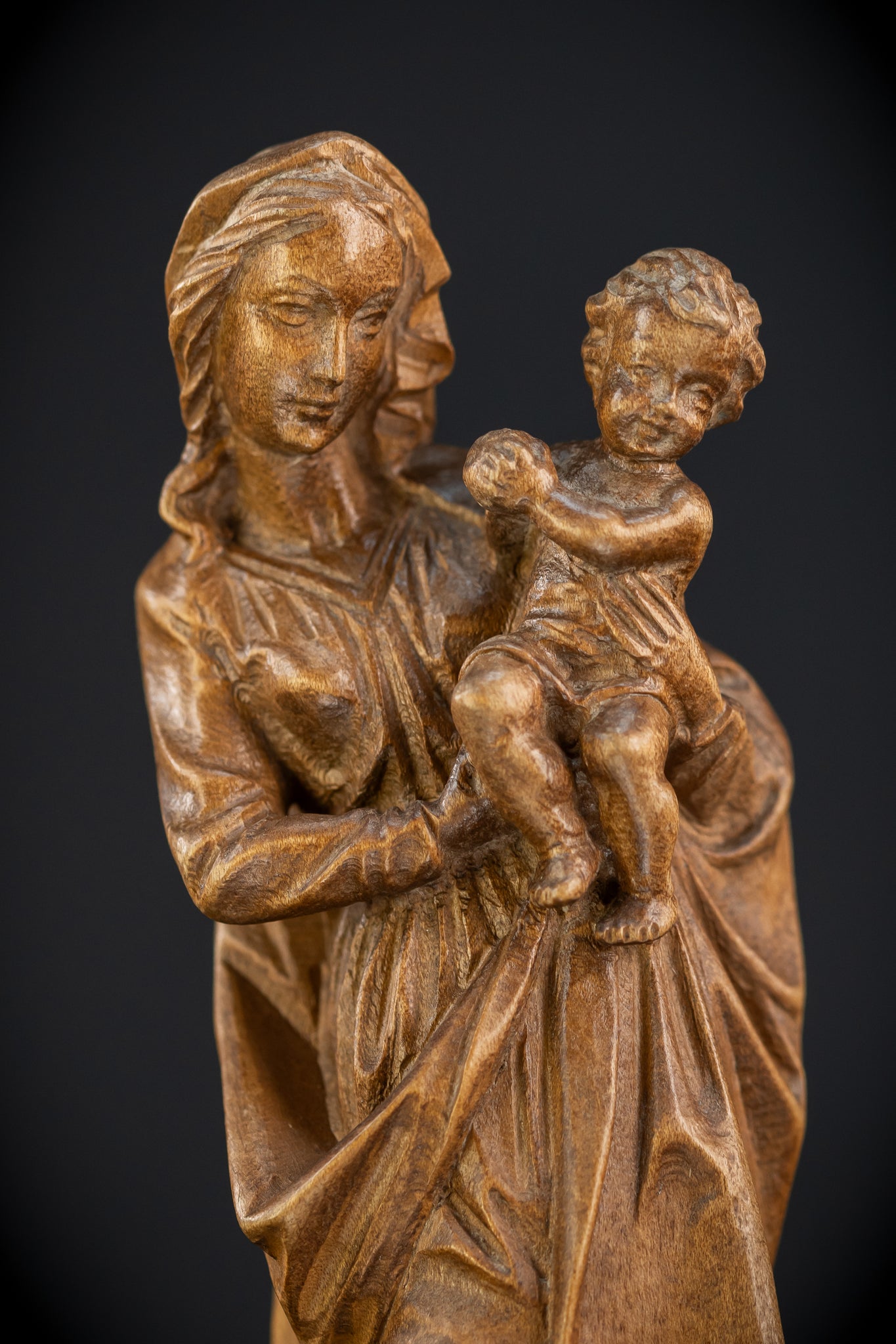 Virgin Mary Child Jesus Wooden | Antique Statue | 11”