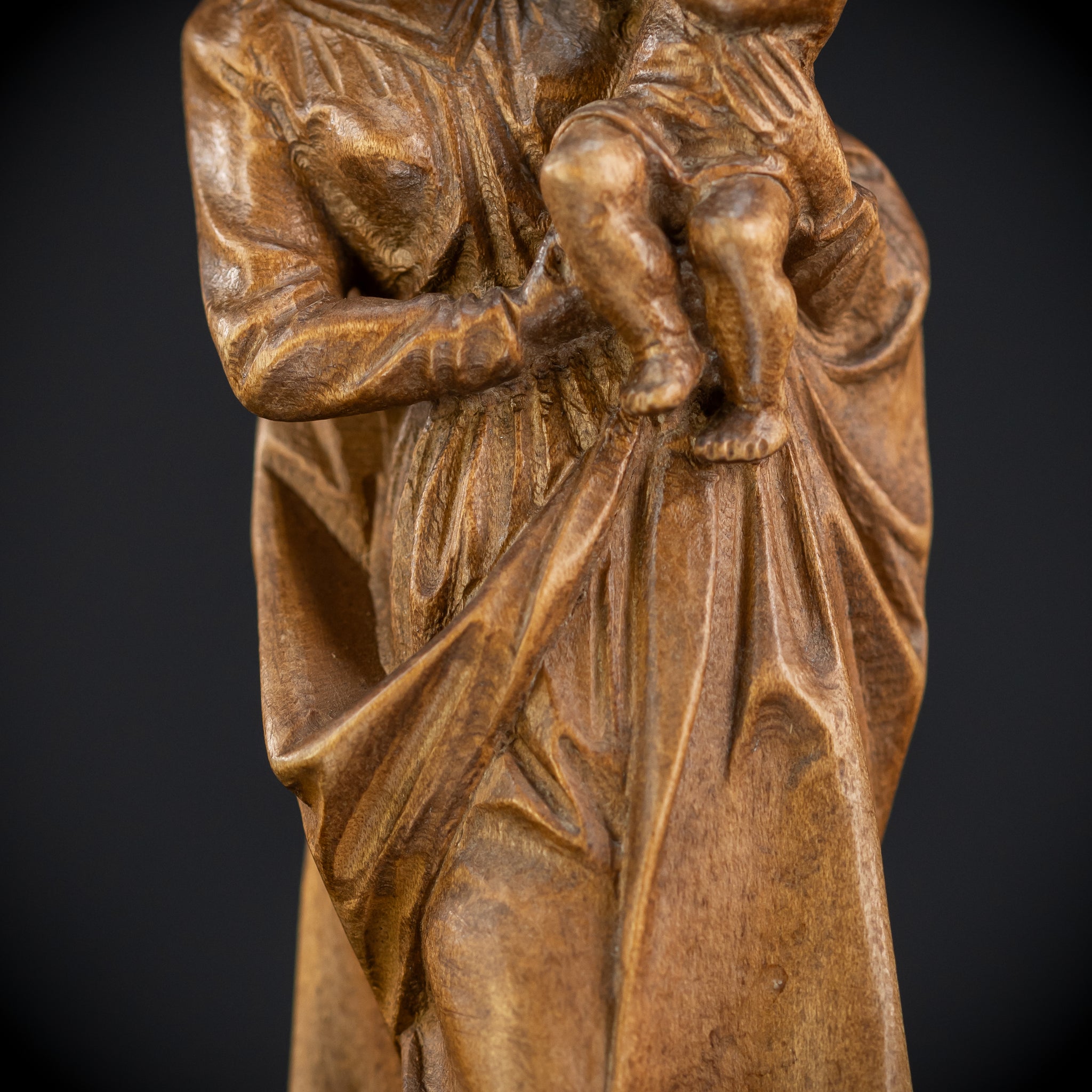 Virgin Mary Child Jesus Wooden | Antique Statue | 11”