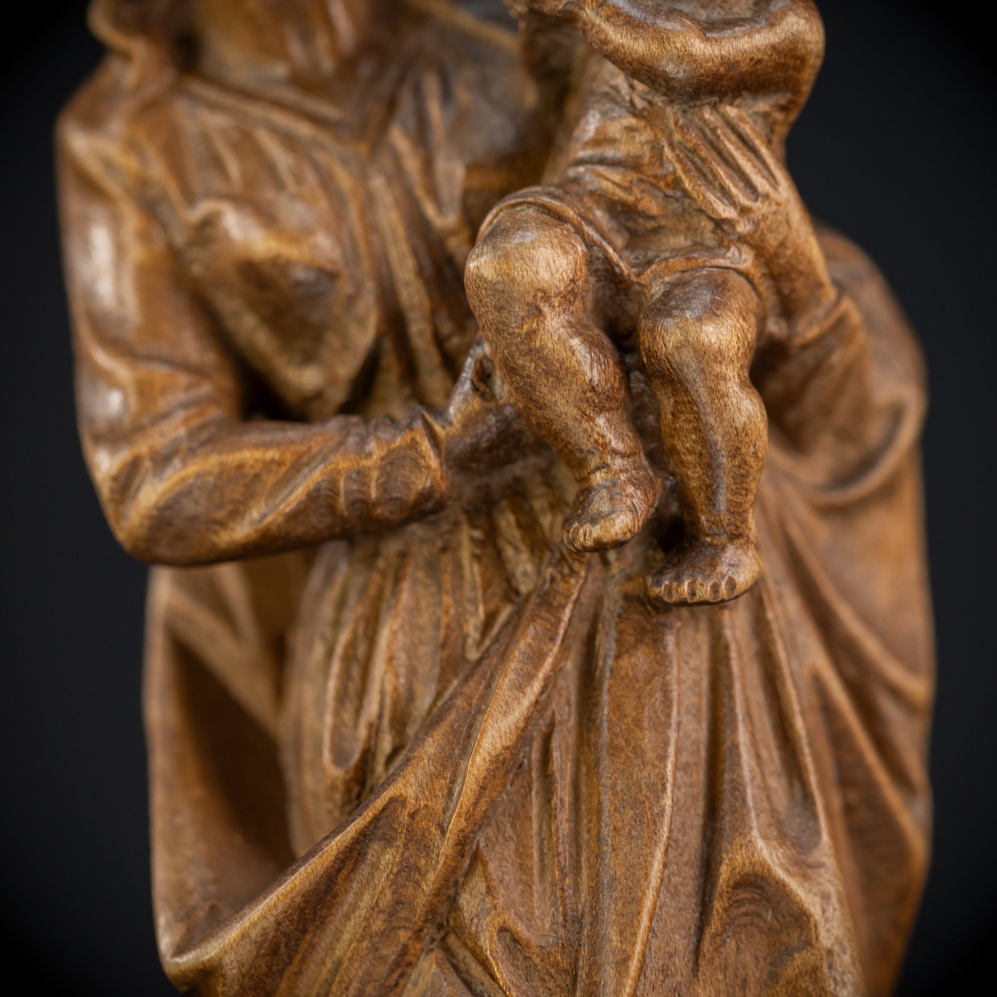 Virgin Mary Child Jesus Wooden | Antique Statue | 11”