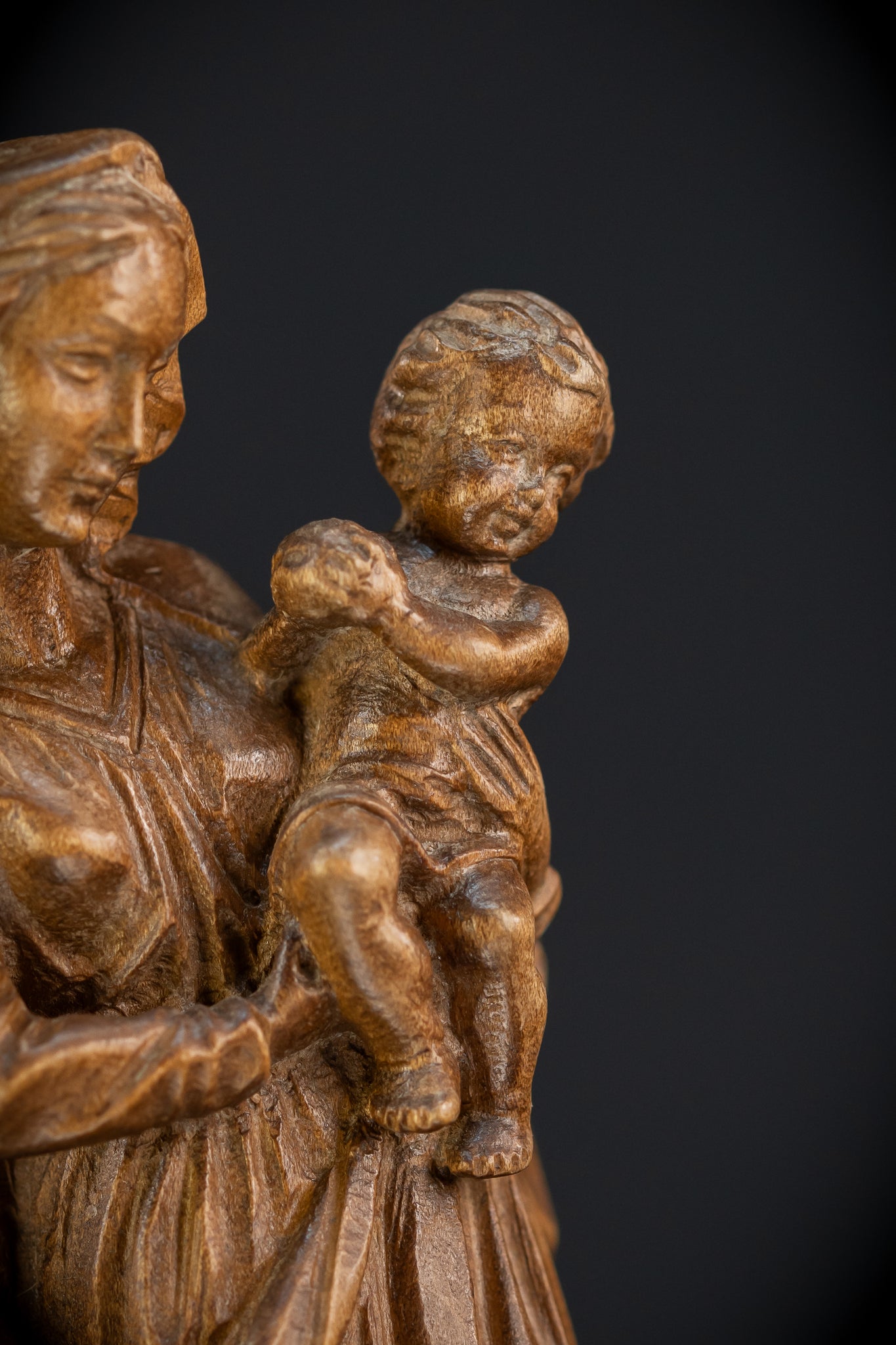 Virgin Mary Child Jesus Wooden | Antique Statue | 11”