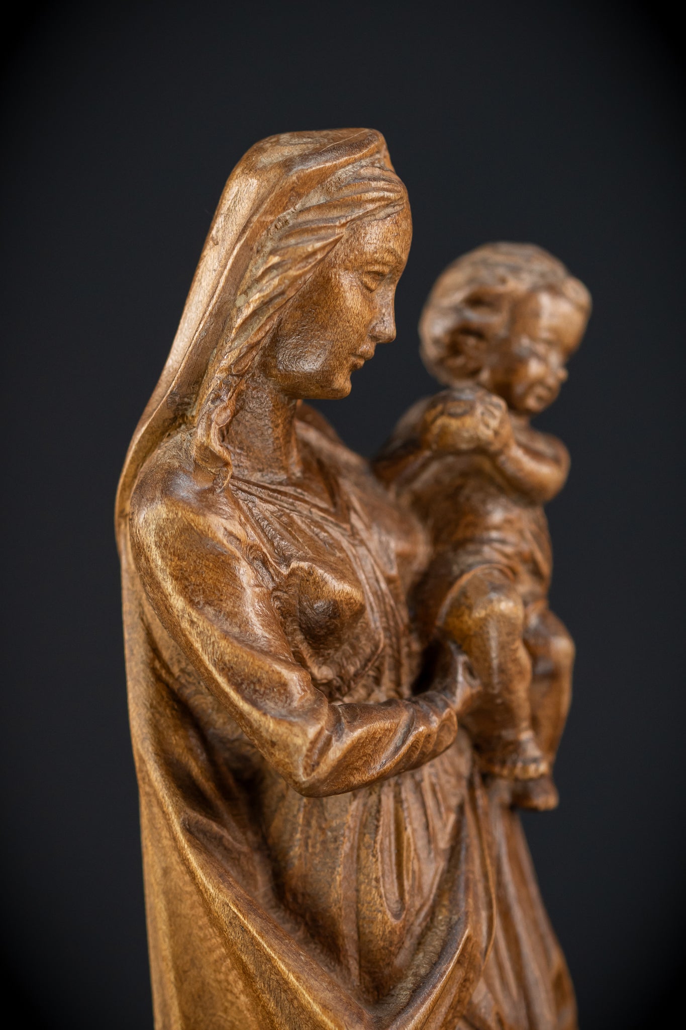 Virgin Mary Child Jesus Wooden | Antique Statue | 11”