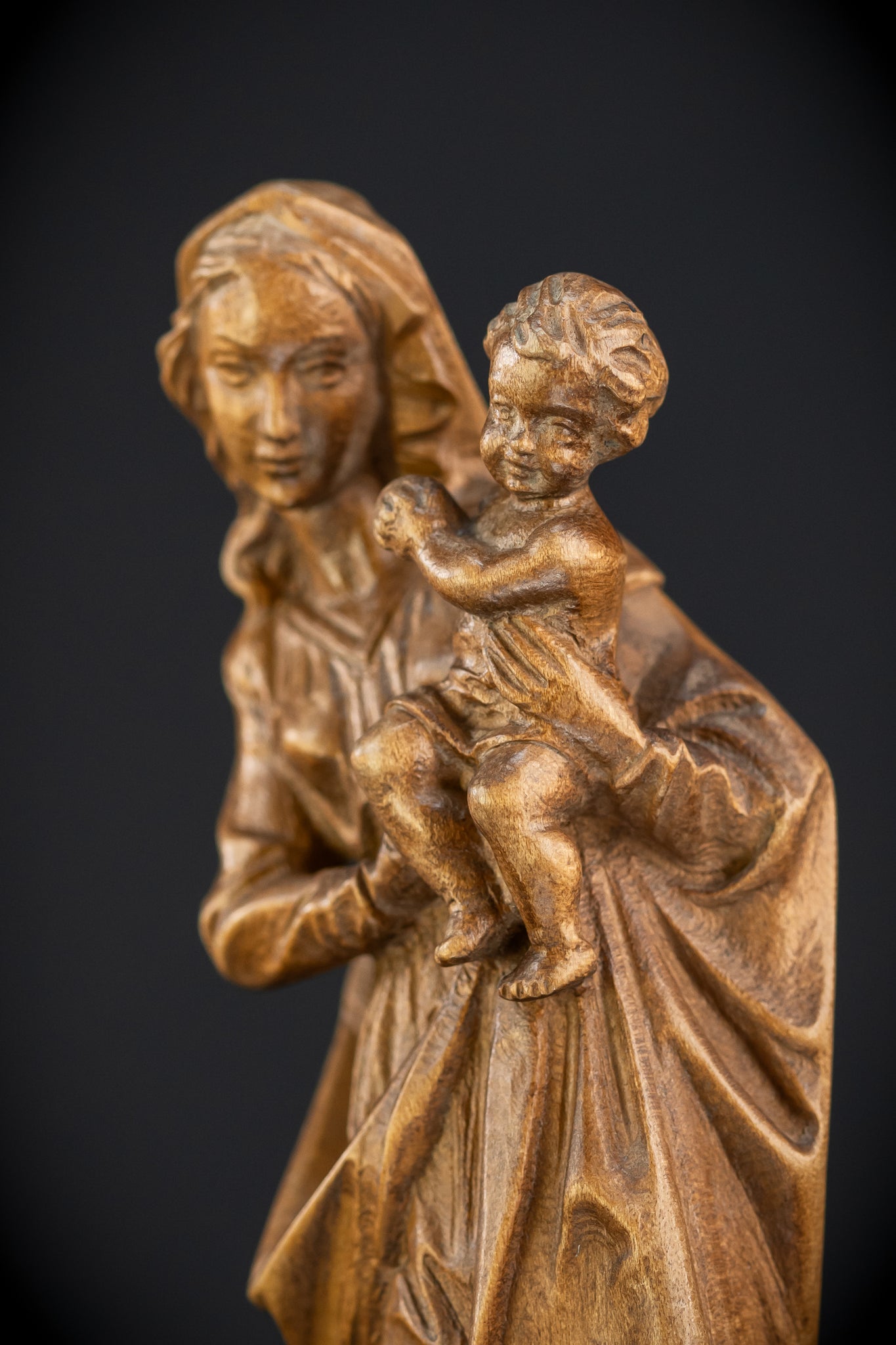 Virgin Mary Child Jesus Wooden | Antique Statue | 11”