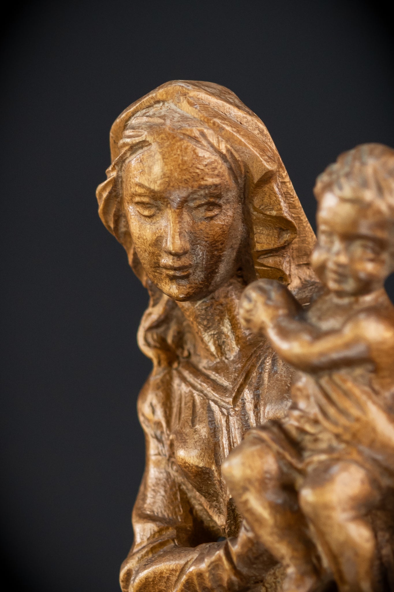 Virgin Mary Child Jesus Wooden | Antique Statue | 11”