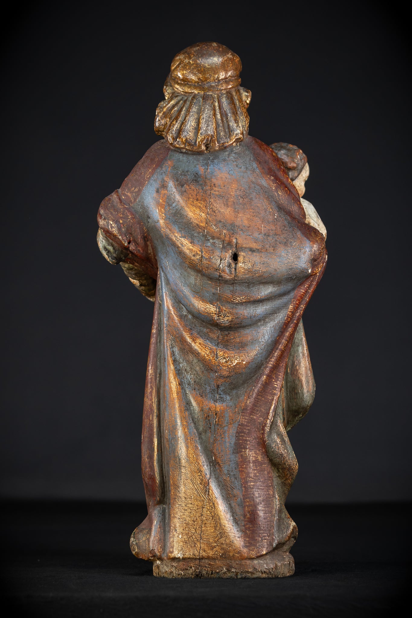 Virgin Mary with Infant Jesus Wooden Statue| France 1700s Baroque