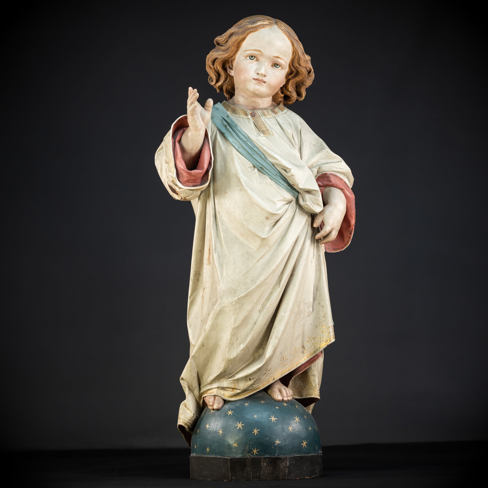 Infant Jesus of Prague Wooden Statue | 1800s Antique | 33.5" / 85 cm