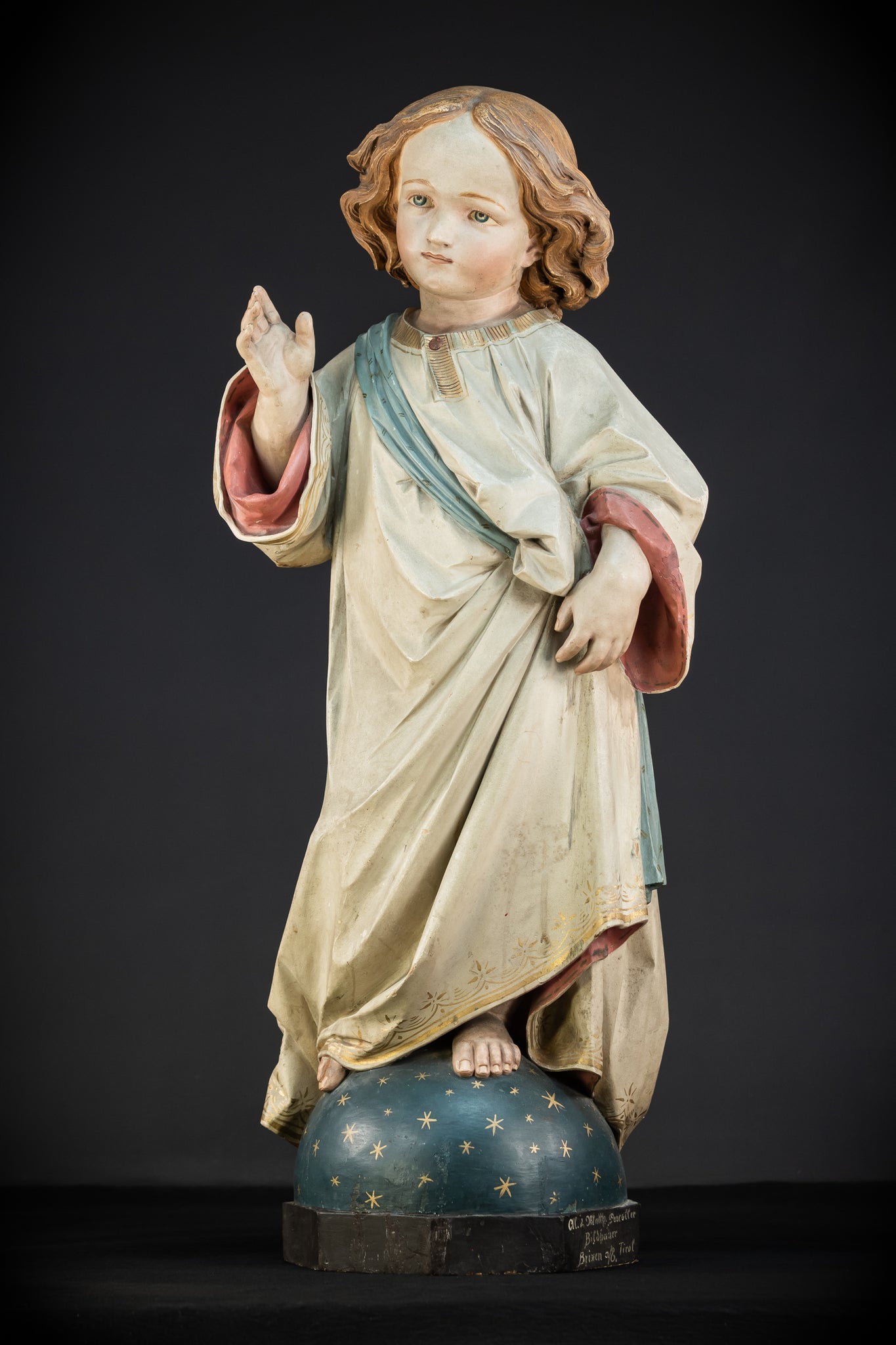 Infant Jesus of Prague Wooden Statue | 1800s Antique | 33.5" / 85 cm