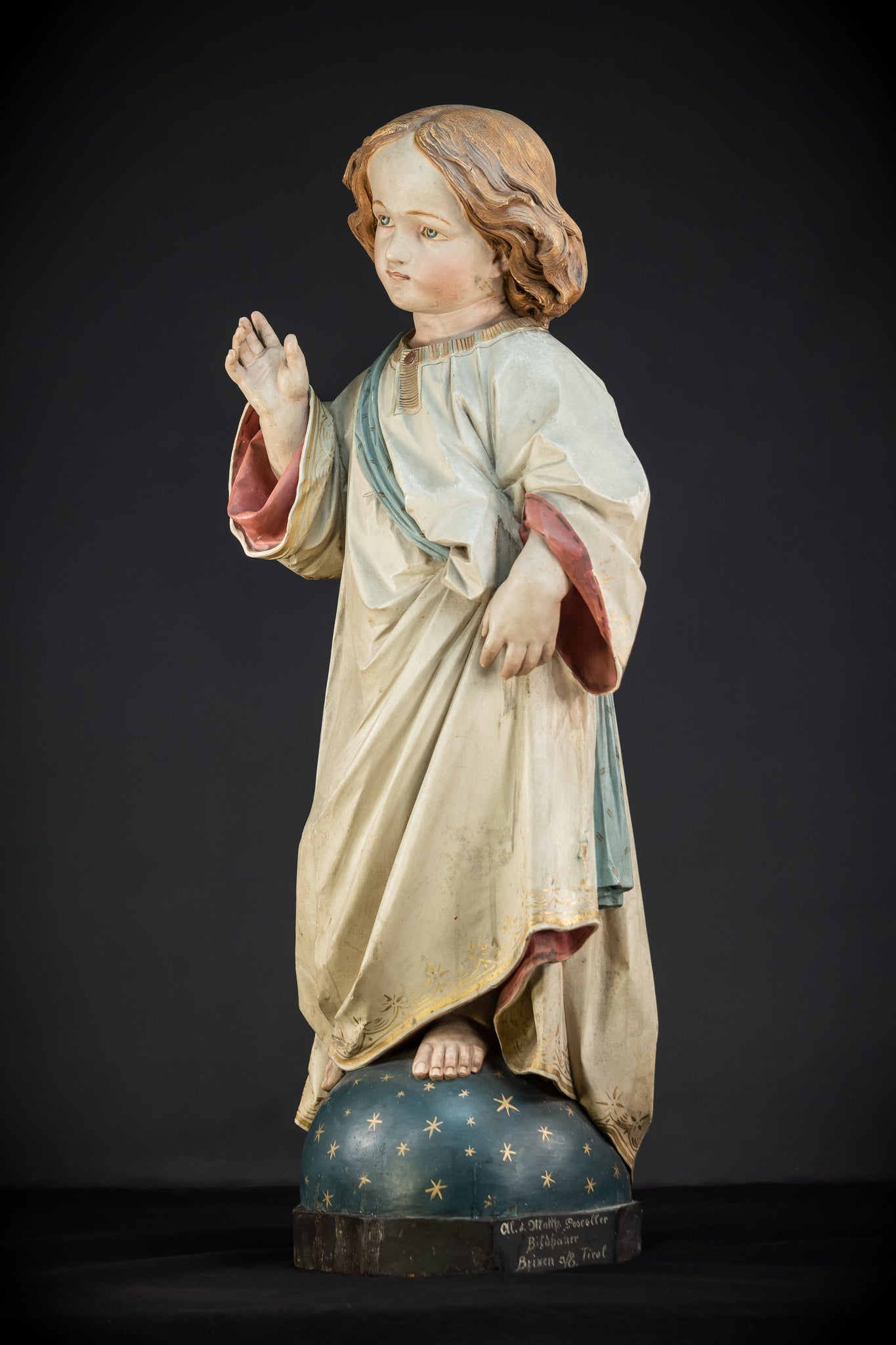Infant Jesus of Prague Wooden Statue | 1800s Antique | 33.5" / 85 cm