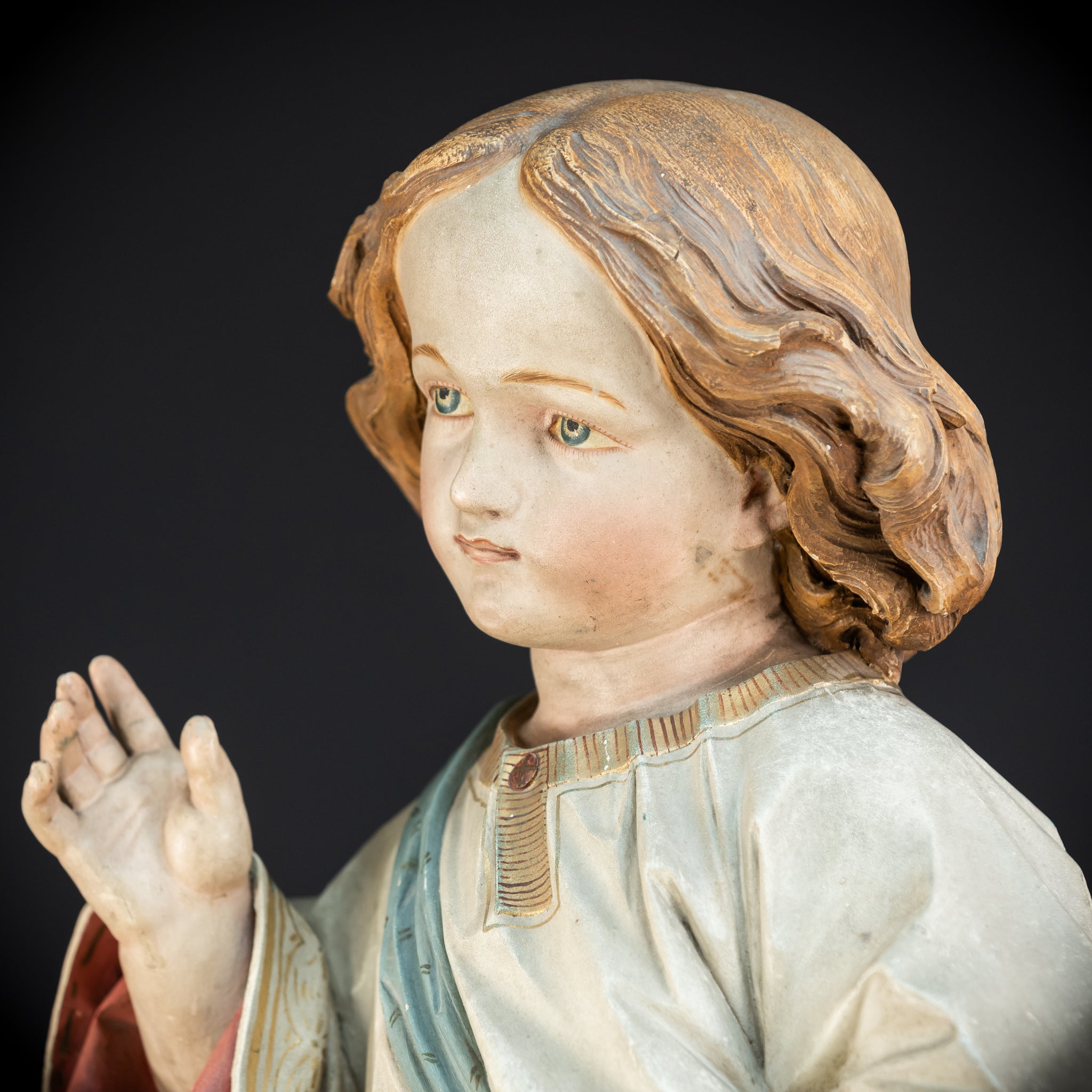 Infant Jesus of Prague Wooden Statue | 1800s Antique | 33.5" / 85 cm