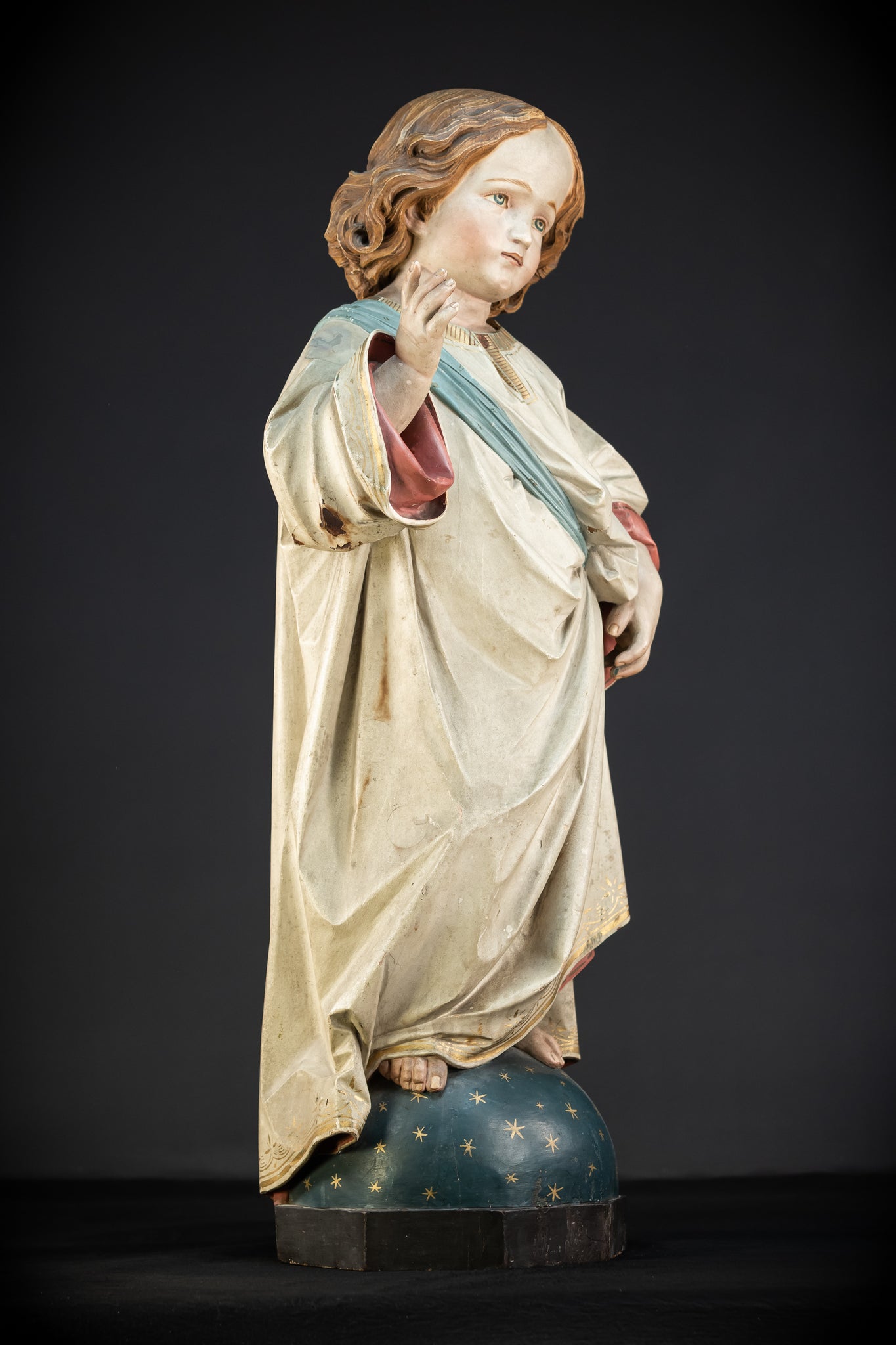 Infant Jesus of Prague Wooden Statue | 1800s Antique | 33.5" / 85 cm