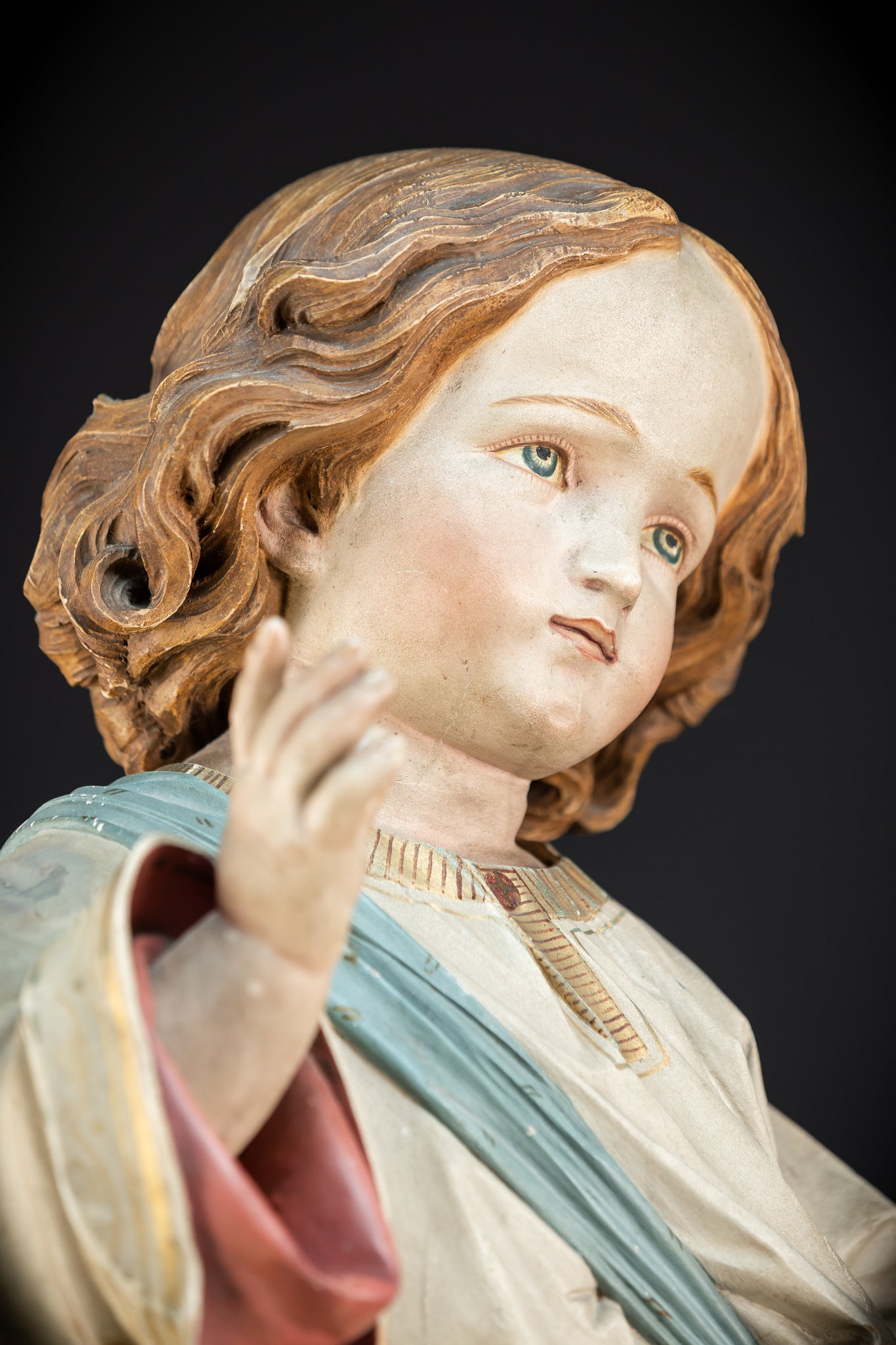 Infant Jesus of Prague Wooden Statue | 1800s Antique | 33.5" / 85 cm