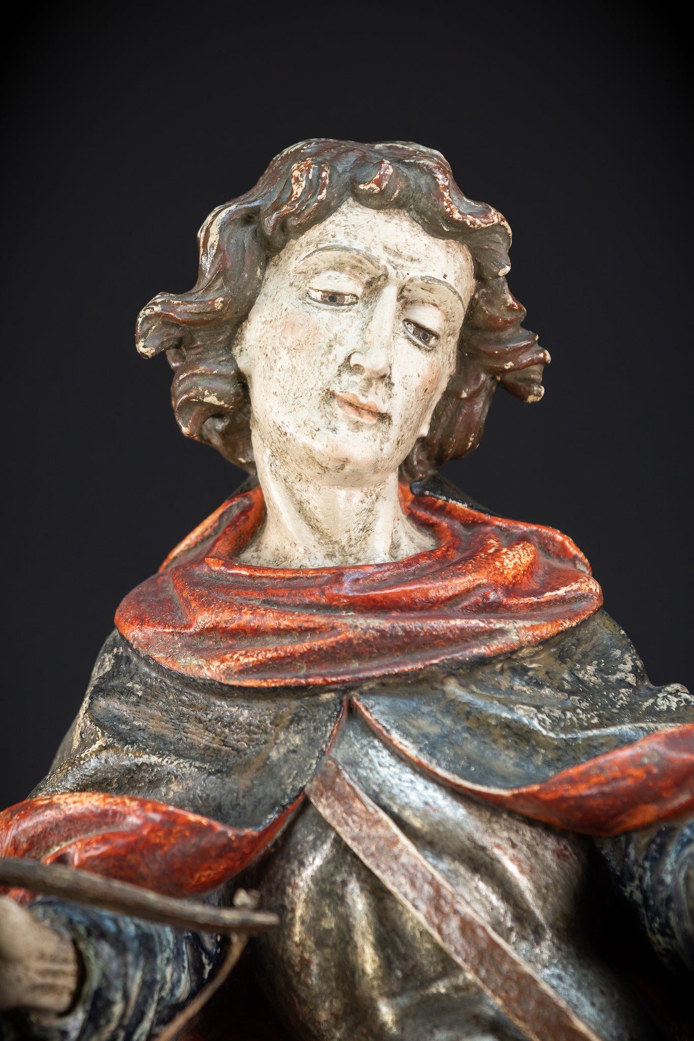 Saint Hubert Wood Statue | Early 1900s Antique | 27.2” / 69 cm