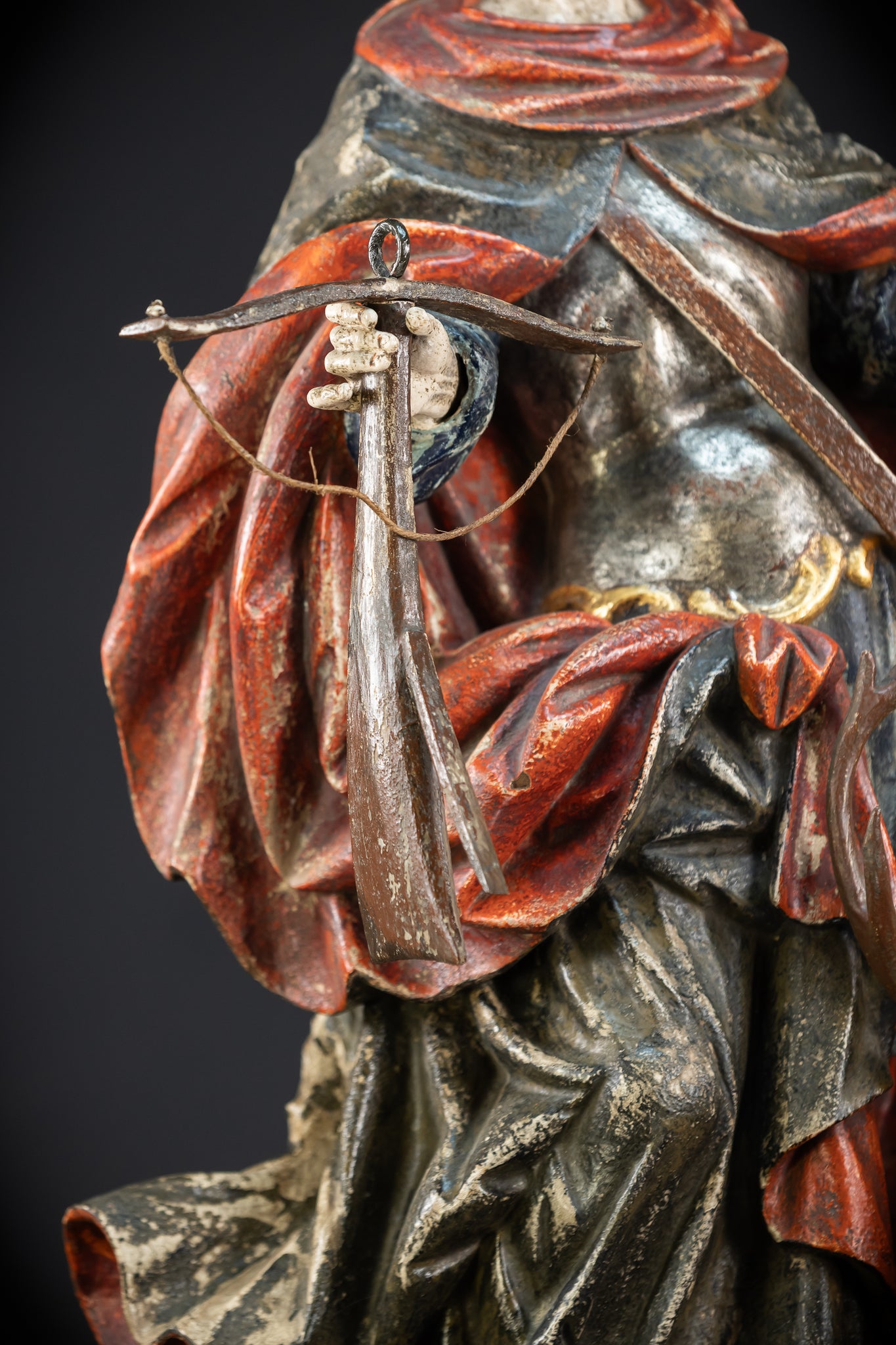 Saint Hubert Wood Statue | Early 1900s Antique | 27.2” / 69 cm