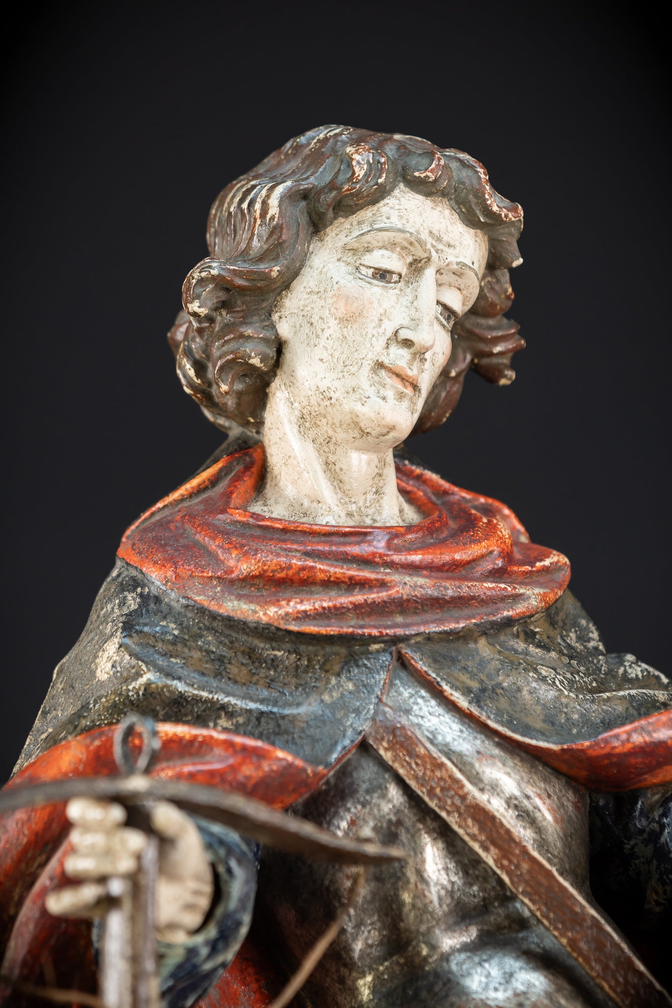 Saint Hubert Wood Statue | Early 1900s Antique | 27.2” / 69 cm
