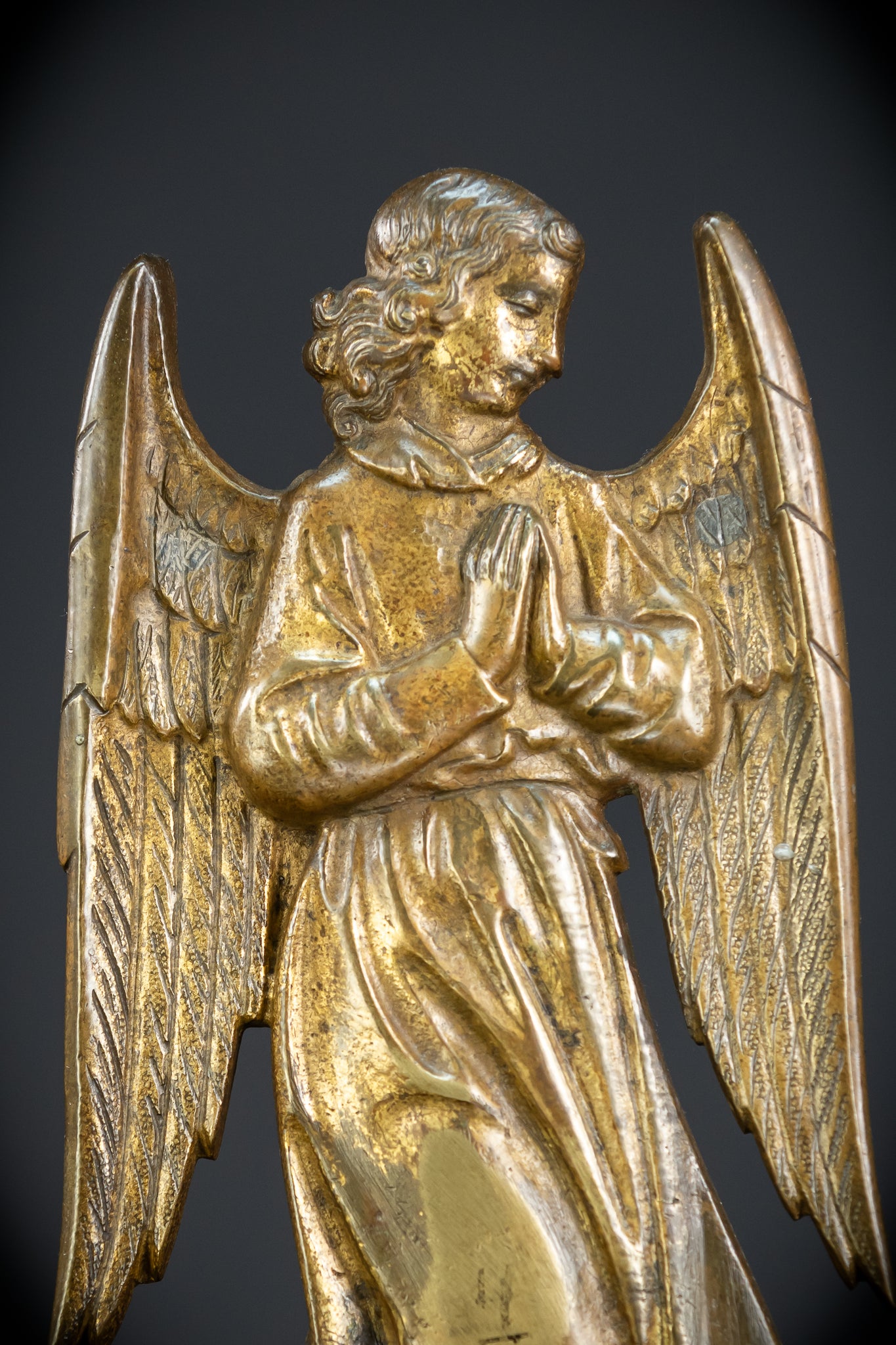 Pair Angel Sculptures | Antique Bronze 1800s | 11"