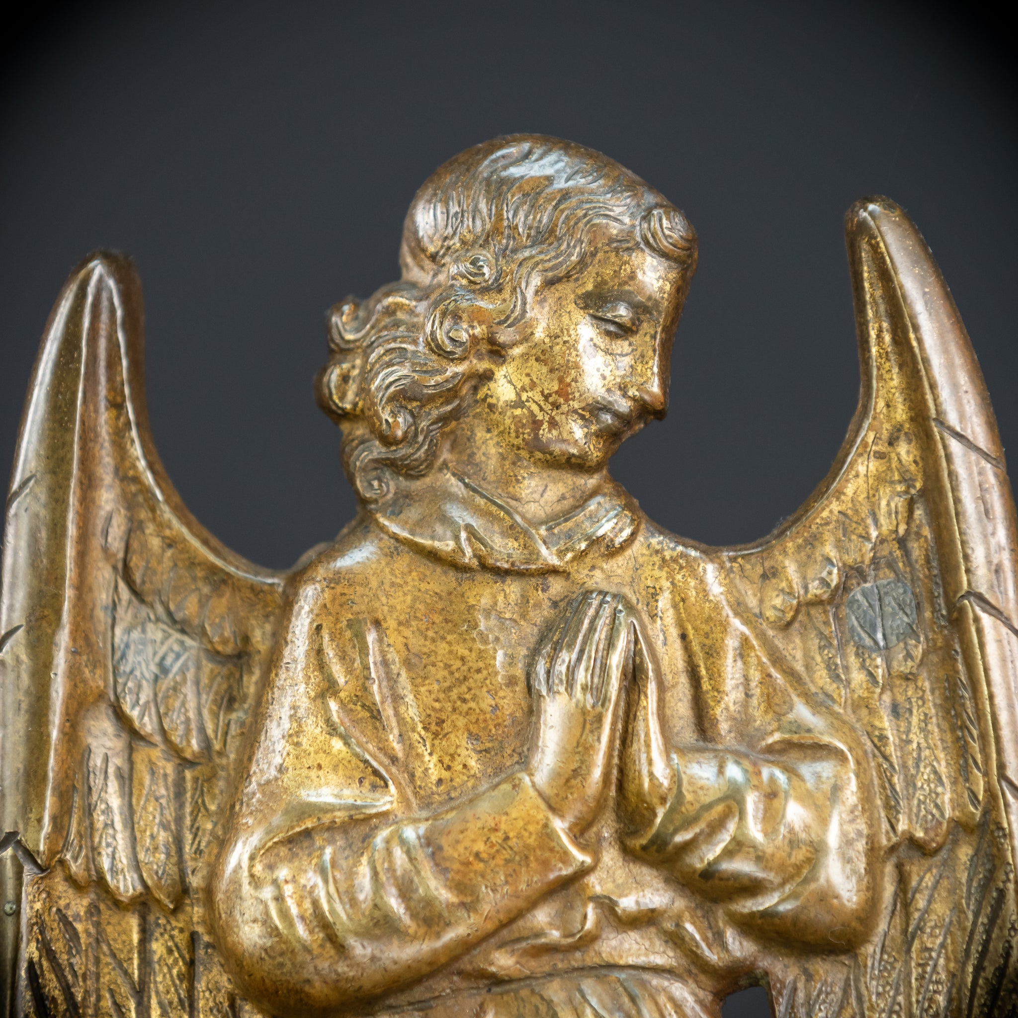 Pair Angel Sculptures | Antique Bronze 1800s | 11"