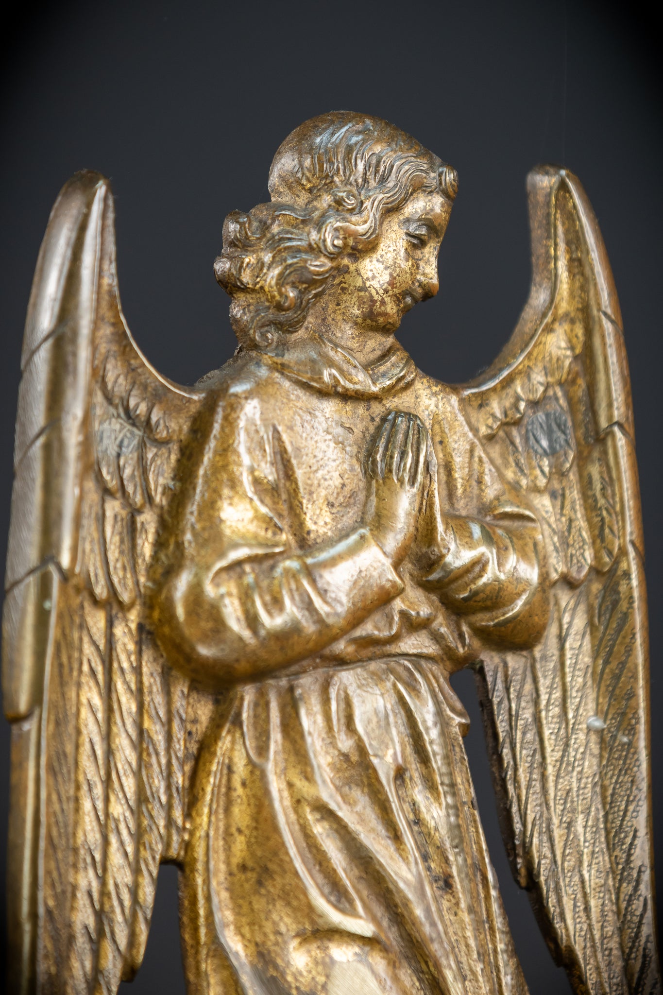 Pair Angel Sculptures | Antique Bronze 1800s | 11"