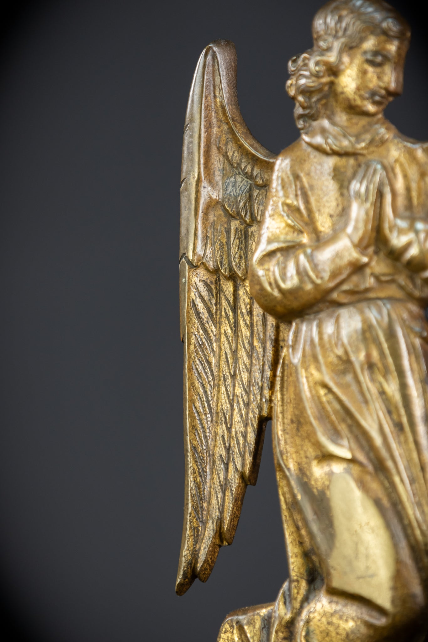 Pair Angel Sculptures | Antique Bronze 1800s | 11"