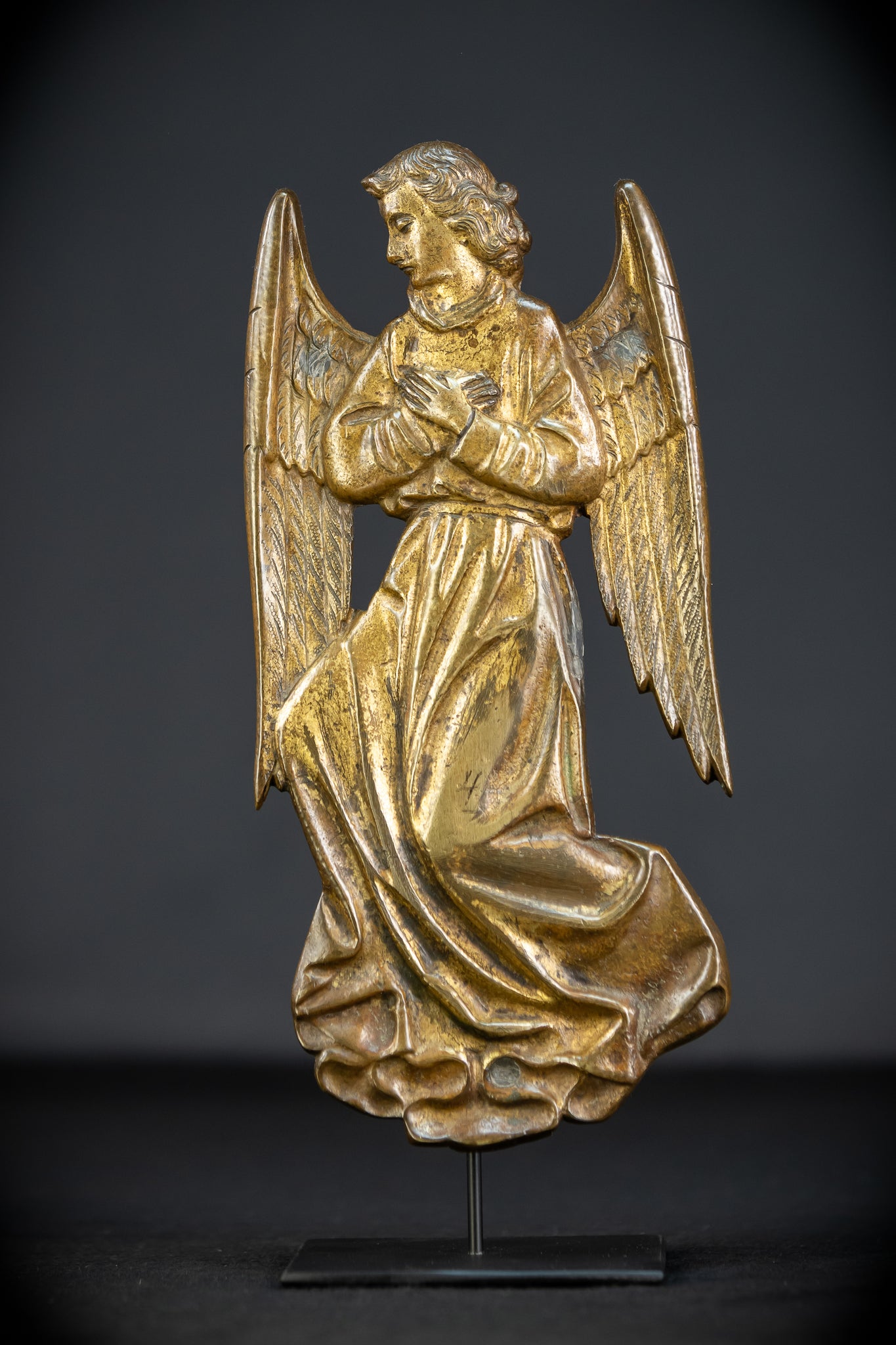 Pair Angel Sculptures | Antique Bronze 1800s | 11"