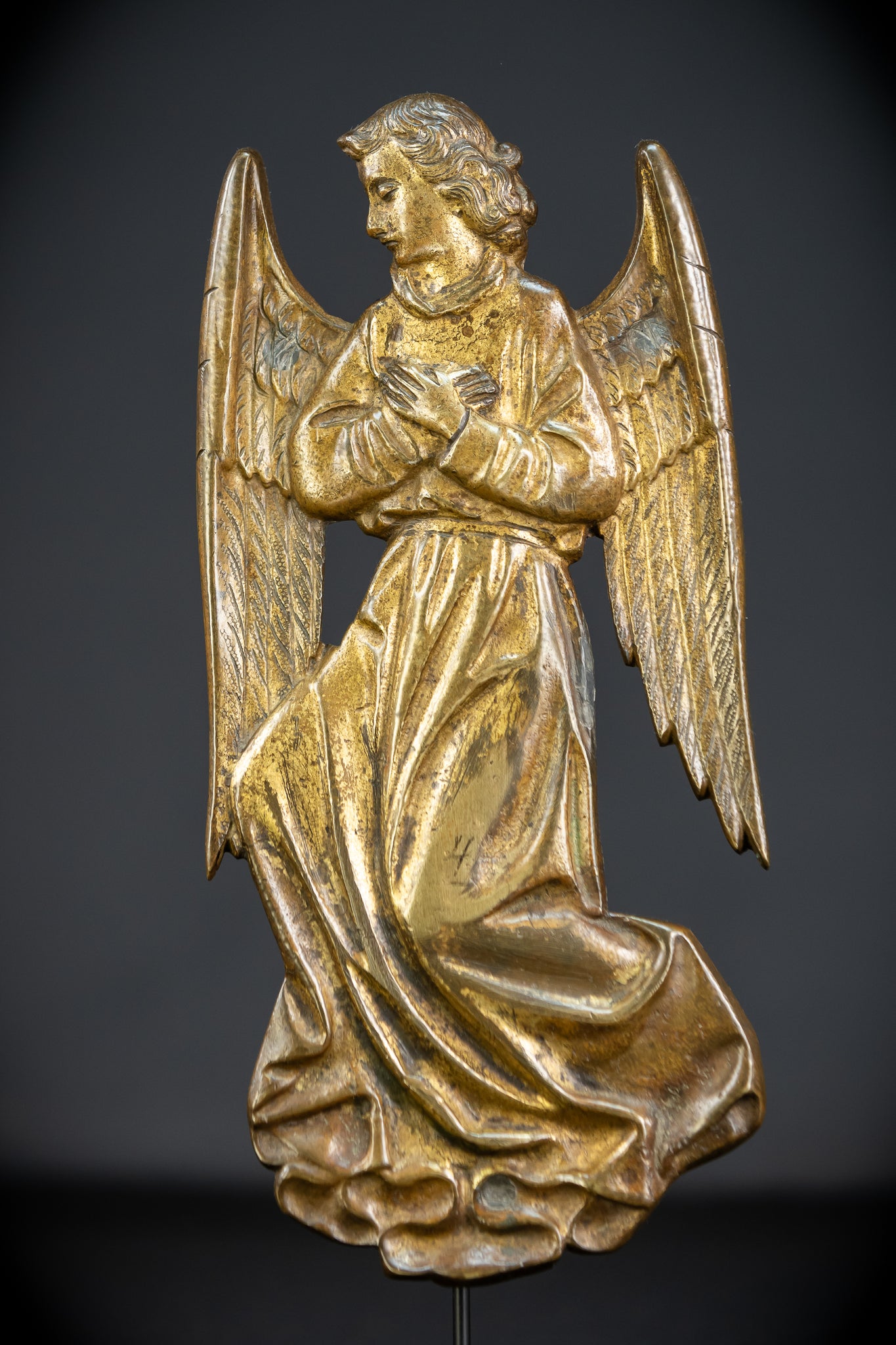 Pair Angel Sculptures | Antique Bronze 1800s | 11"