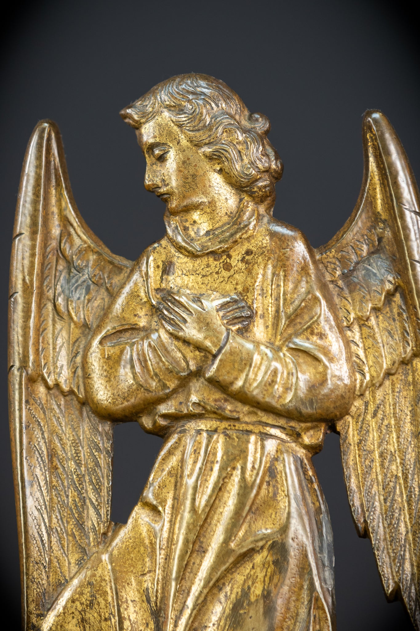 Pair Angel Sculptures | Antique Bronze 1800s | 11"