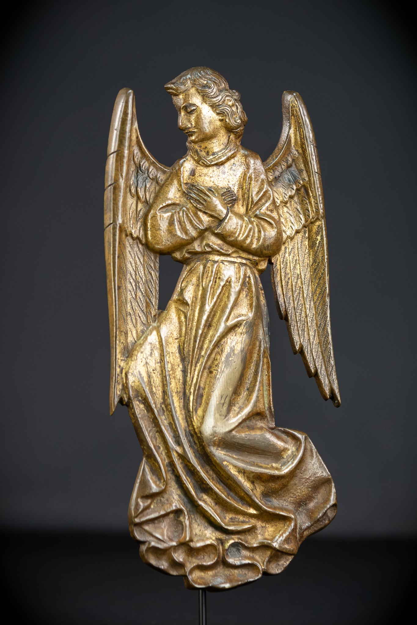 Pair Angel Sculptures | Antique Bronze 1800s | 11"