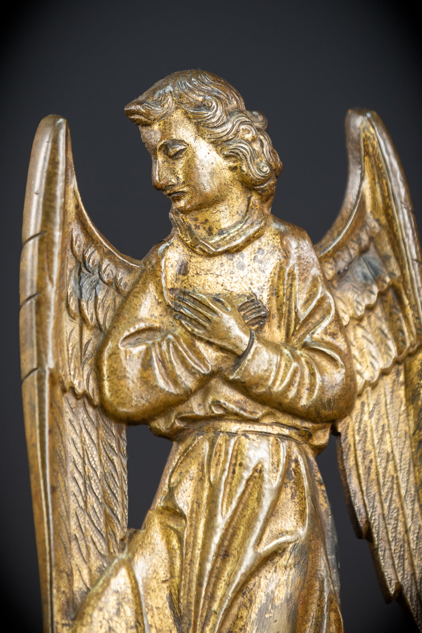 Pair Angel Sculptures | Antique Bronze 1800s | 11"