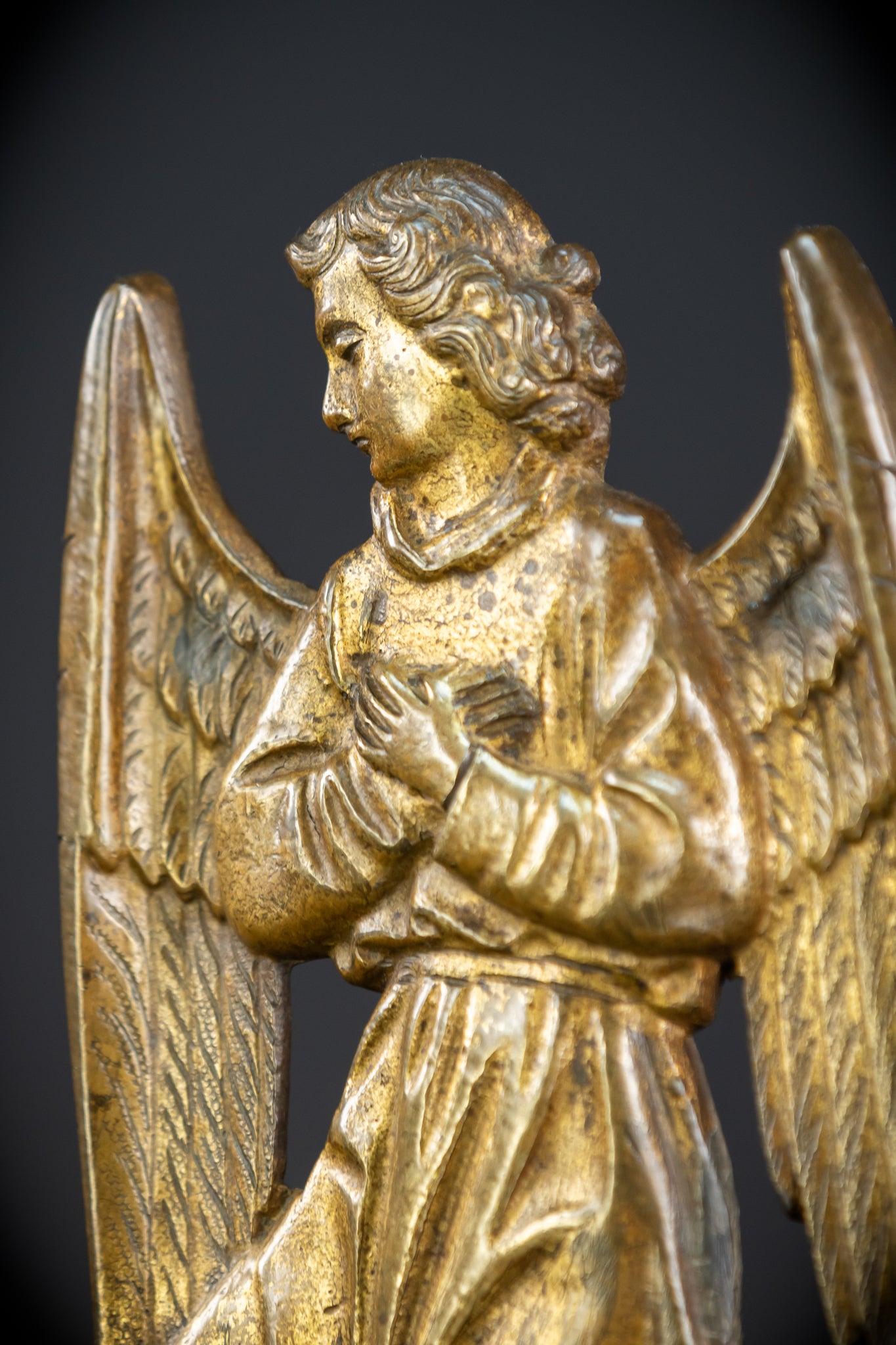 Pair Angel Sculptures | Antique Bronze 1800s | 11"