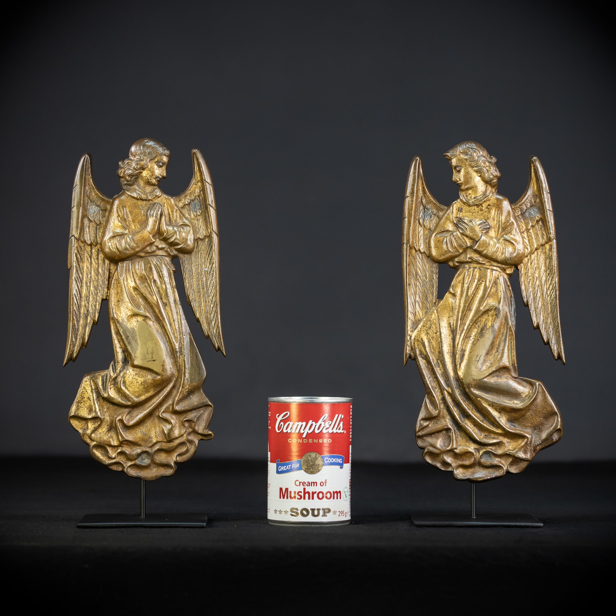 Pair Angel Sculptures | Antique Bronze 1800s | 11"