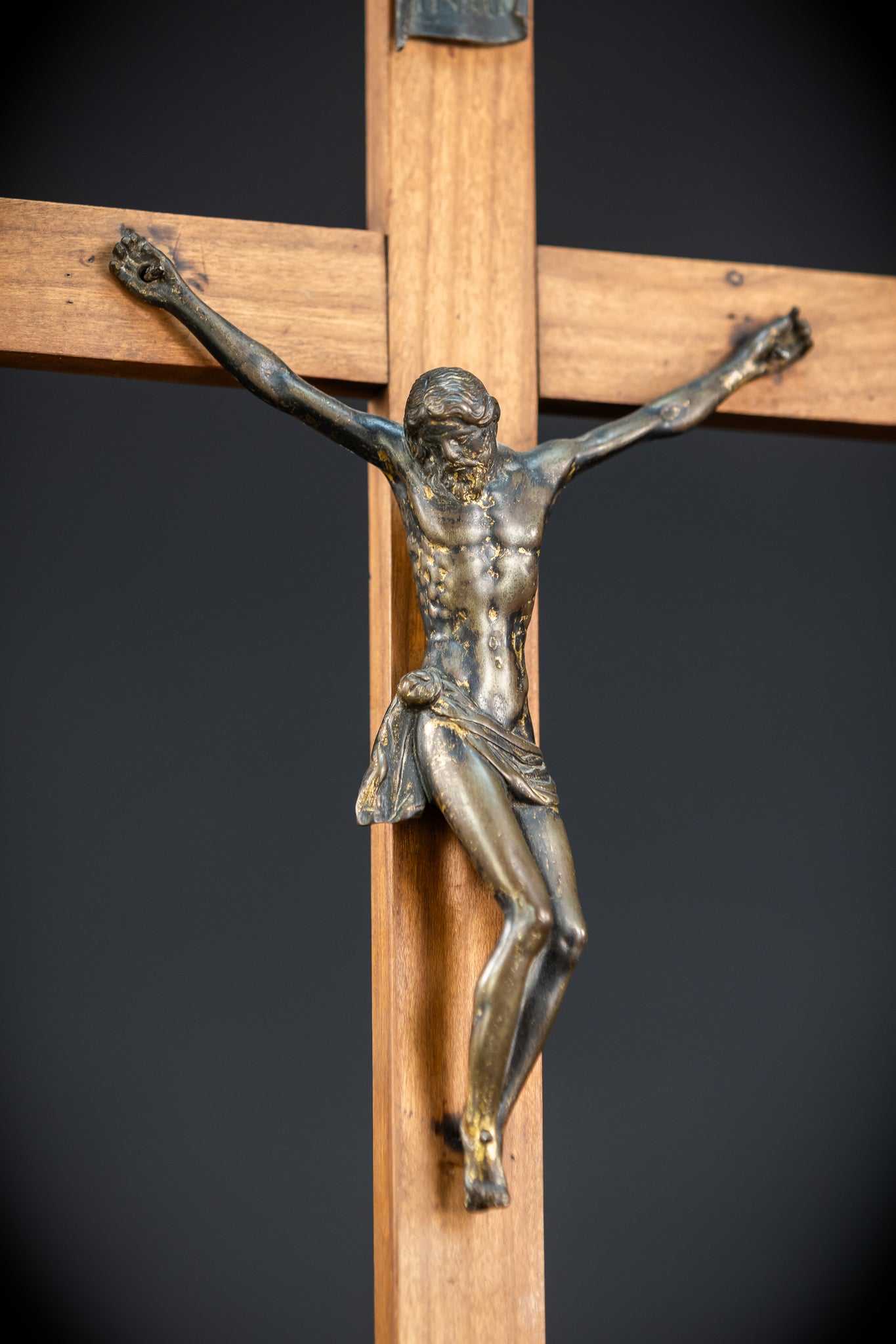 Renaissance Crucifix | Italian 1500s Bronze Corpus | 18.5"