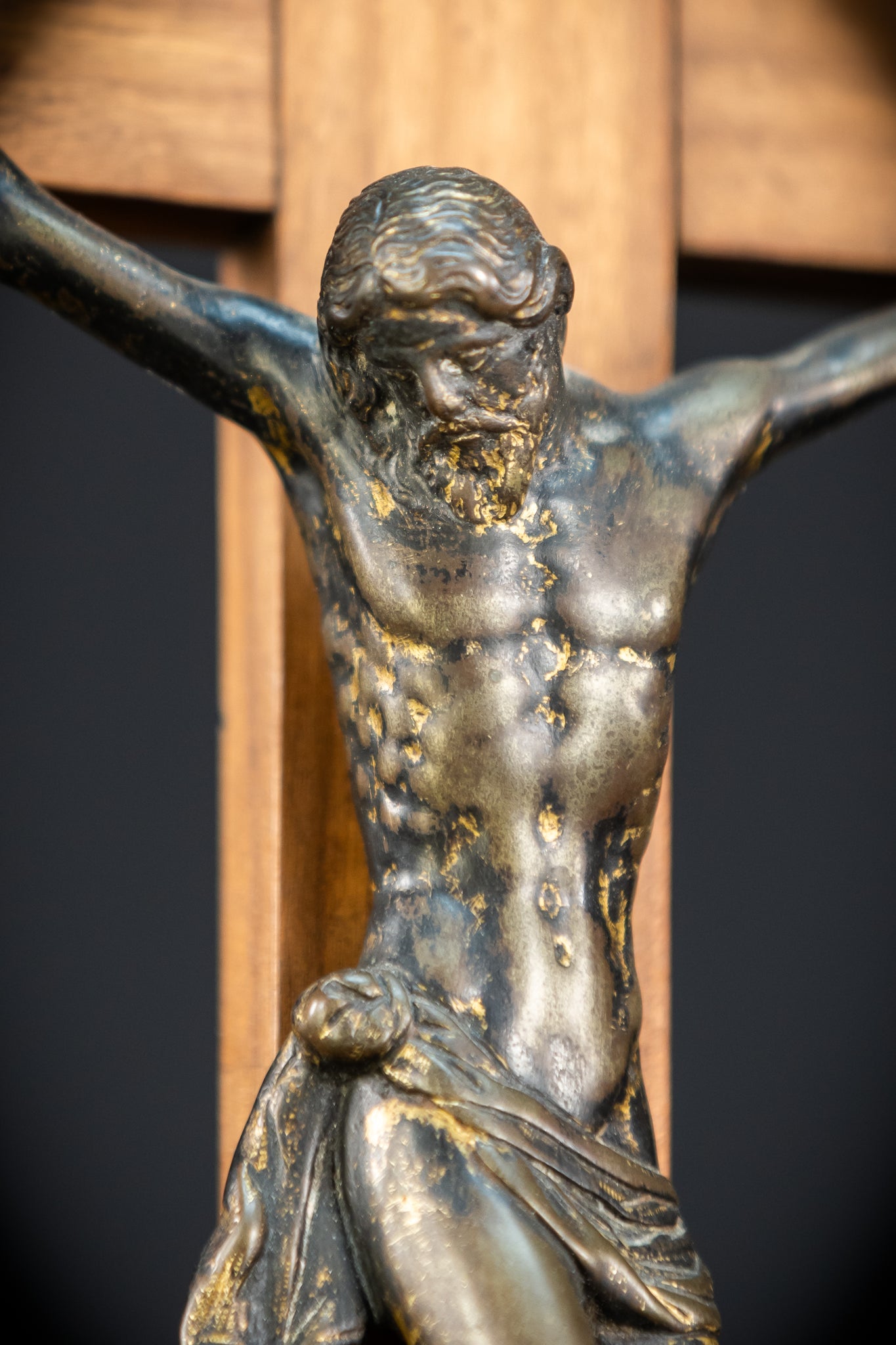 Renaissance Crucifix | Italian 1500s Bronze Corpus | 18.5"