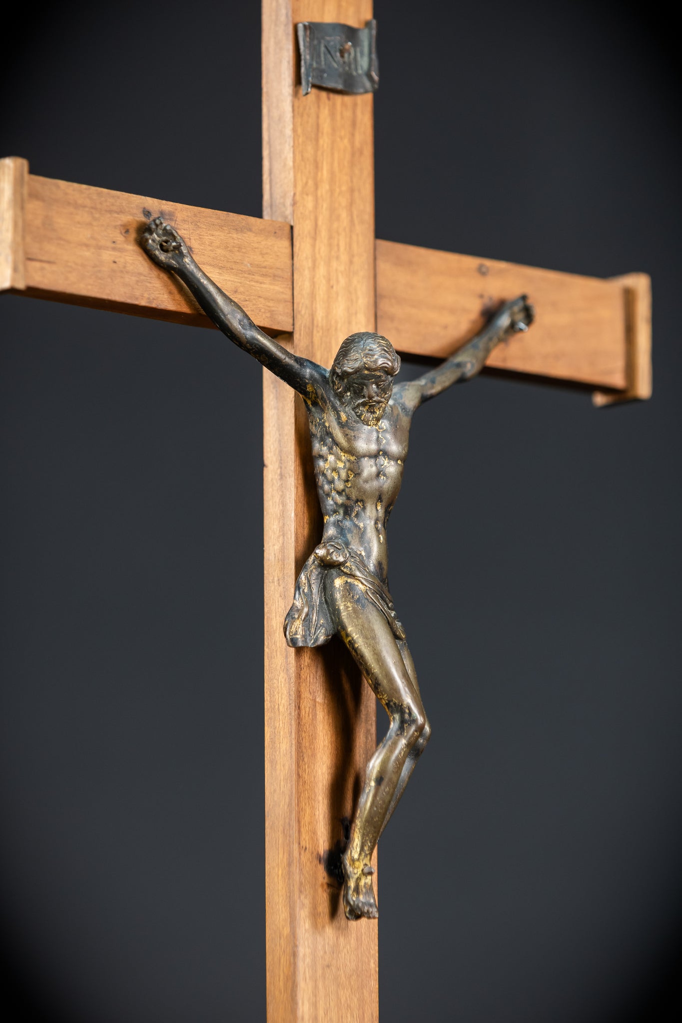 Renaissance Crucifix | Italian 1500s Bronze Corpus | 18.5"