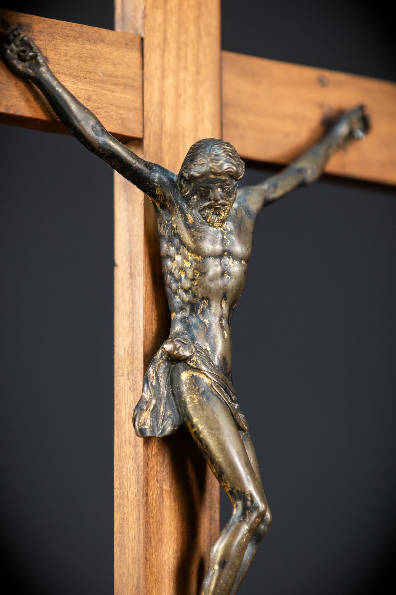 Renaissance Crucifix | Italian 1500s Bronze Corpus | 18.5"