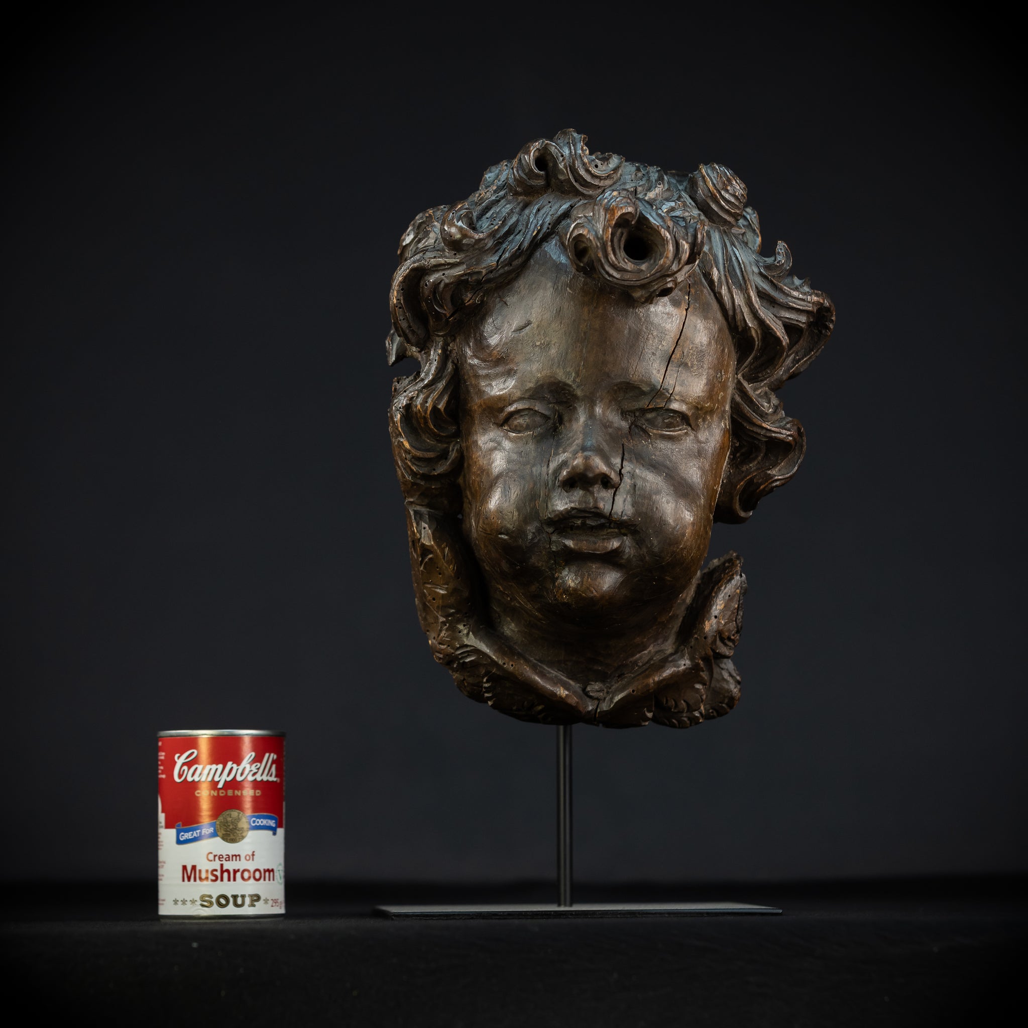 Angel Wood Carving | 1700s Antique | 12.2" / 31 cm