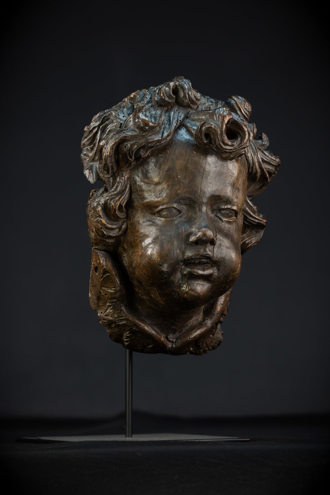 Angel Wood Carving | 1700s Antique | 12.2" / 31 cm