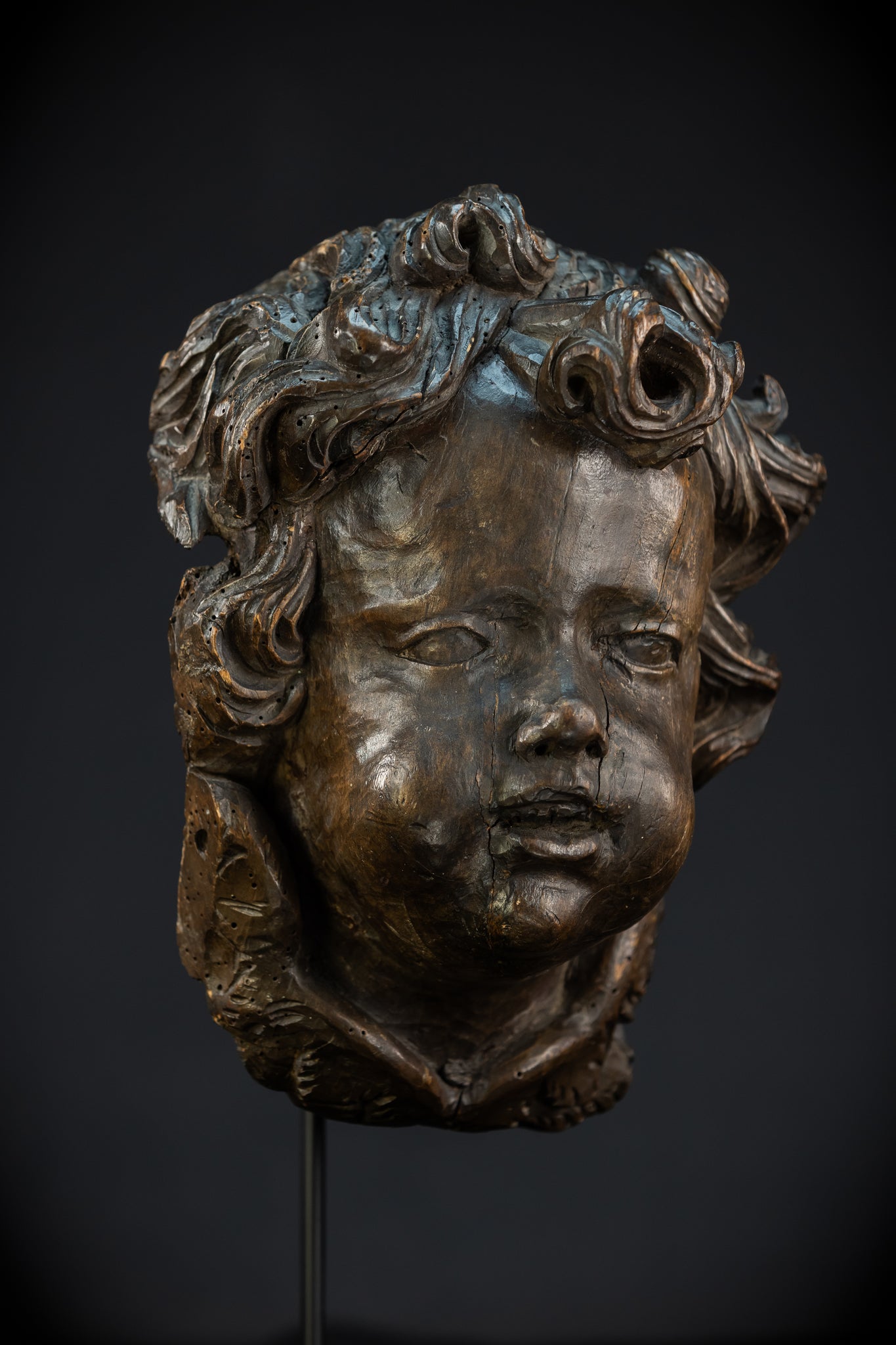 Angel Wood Carving | 1700s Antique | 12.2" / 31 cm