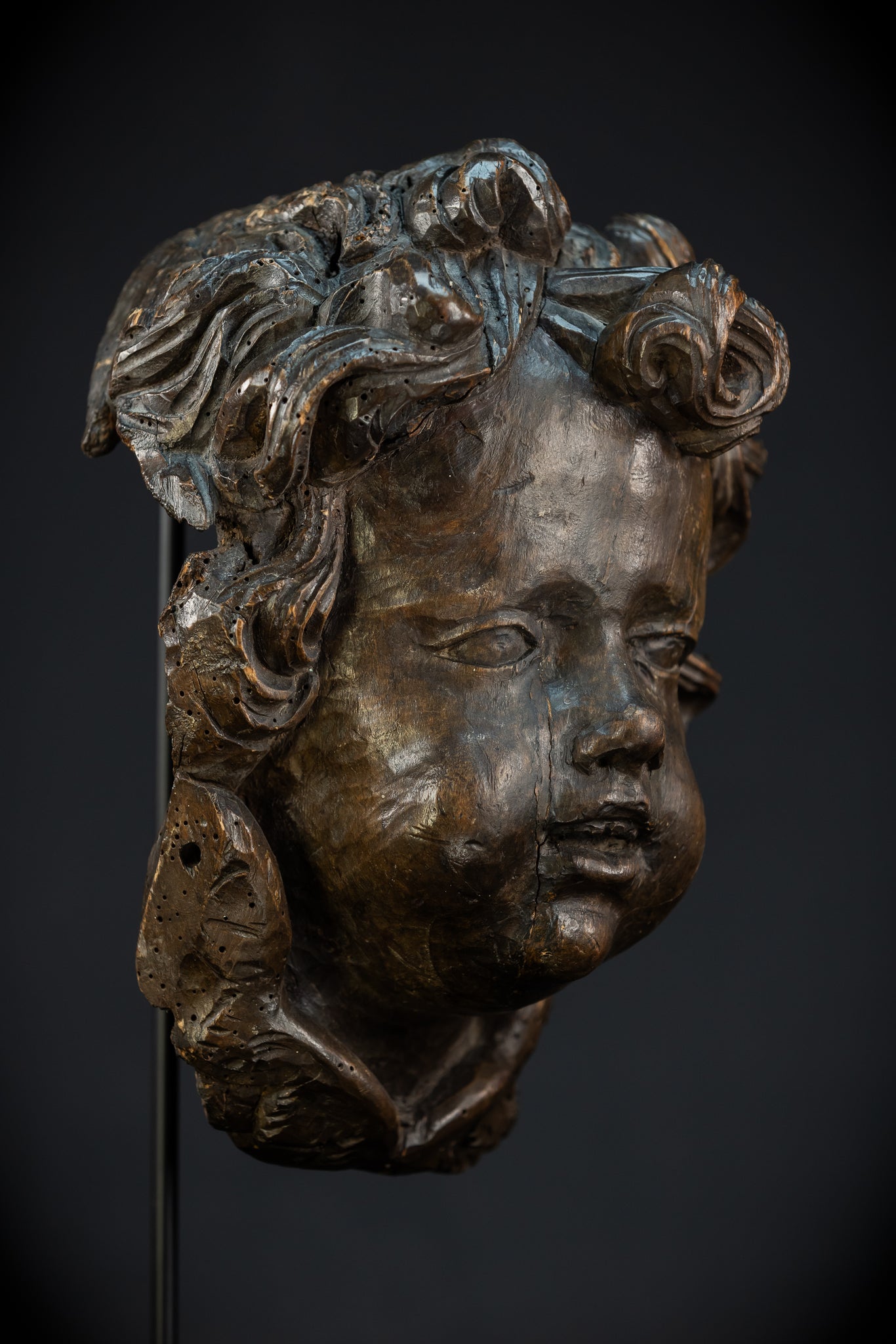 Angel Wood Carving | 1700s Antique | 12.2" / 31 cm