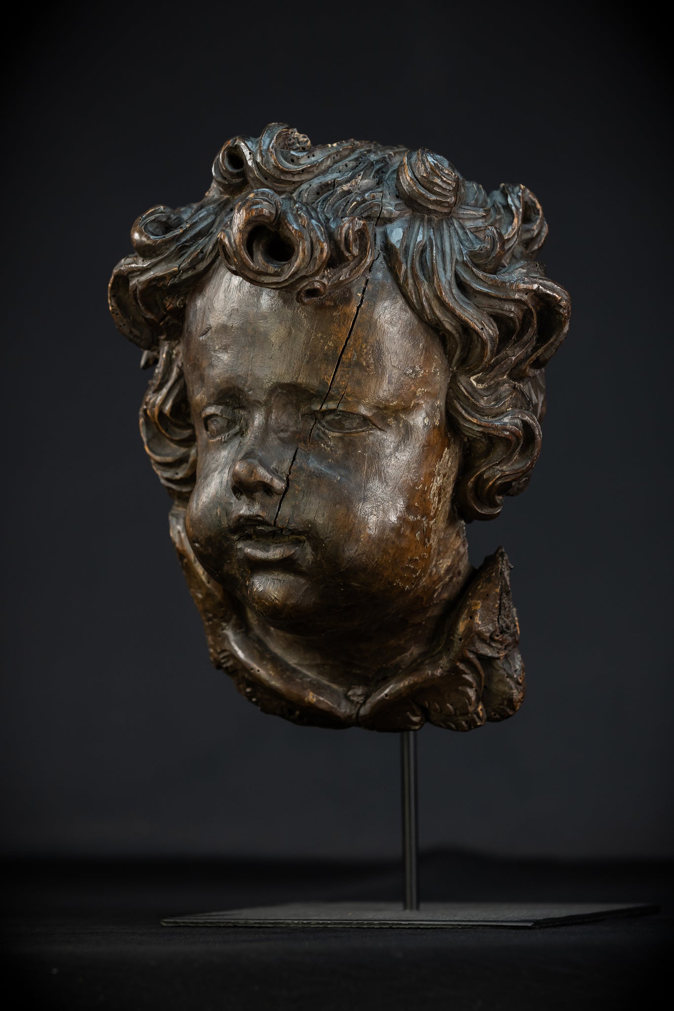 Angel Wood Carving | 1700s Antique | 12.2" / 31 cm