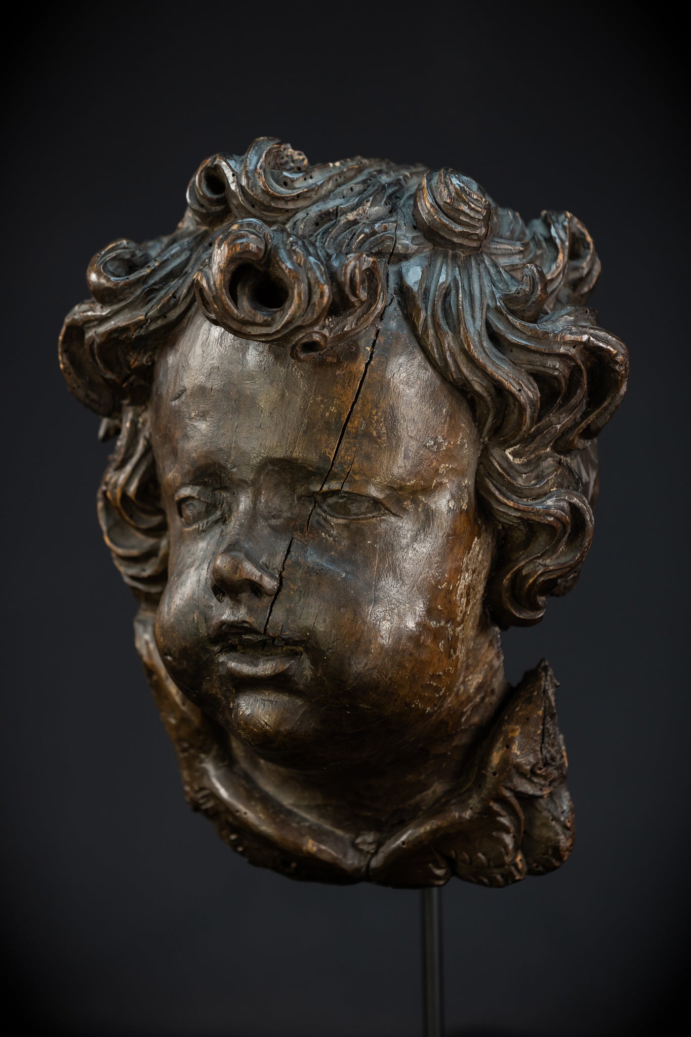 Angel Wood Carving | 1700s Antique | 12.2" / 31 cm